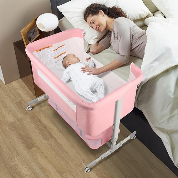Bassinet for Baby, Convertible Crib with Mosquito Net & Diaper