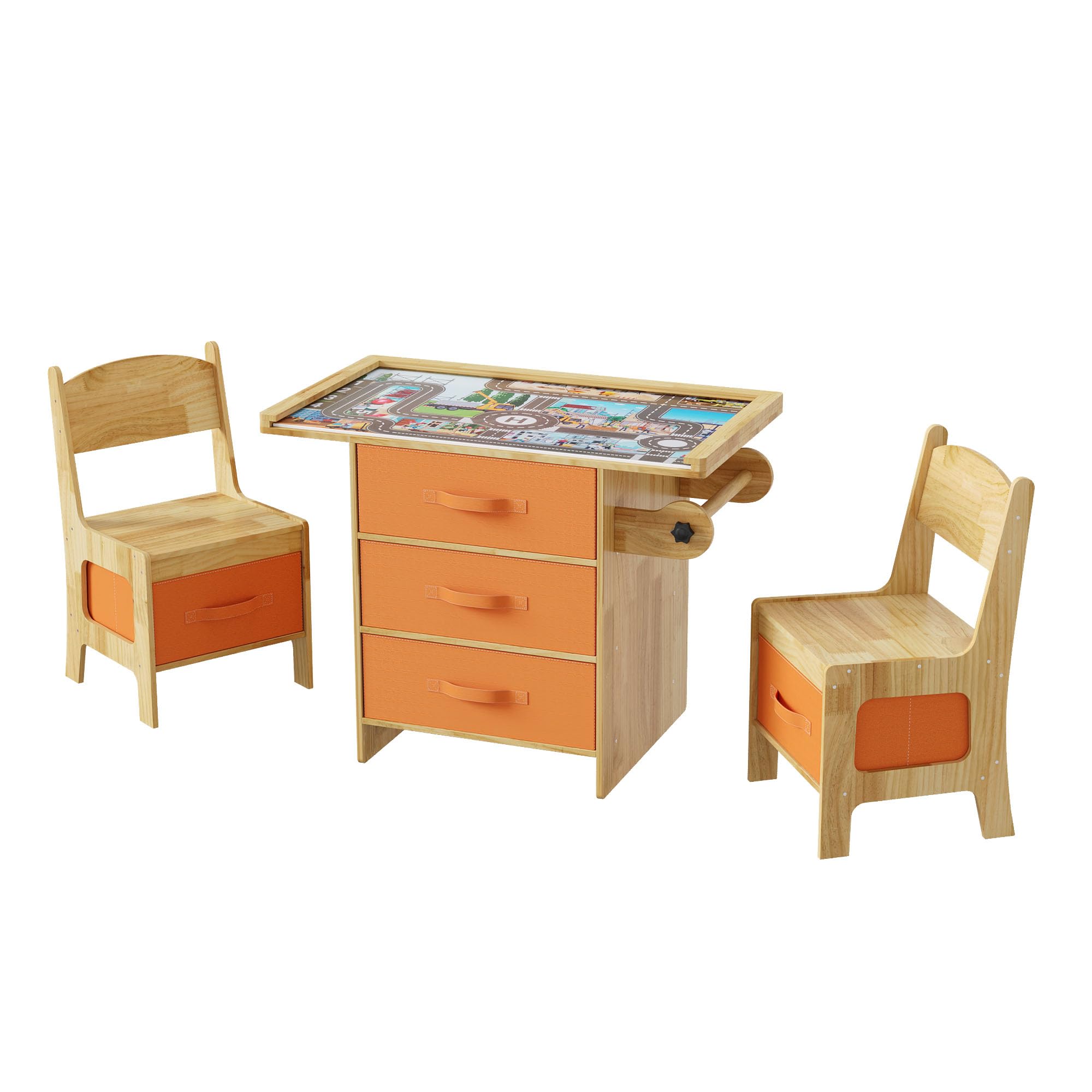 3-in-1 Kids Table and Chair Set with Storage