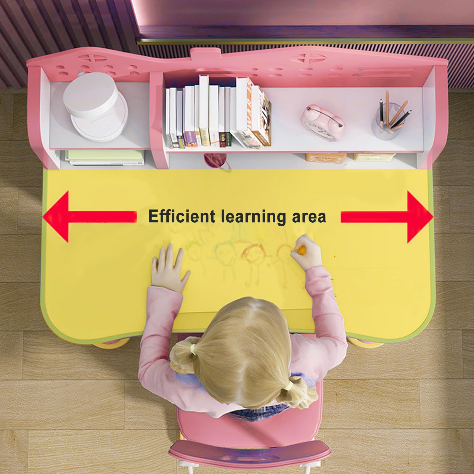 Kids Adjustable Study Desk & Chair Set with Storage