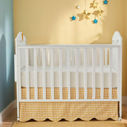 Brandream Scallop Edge Cotton Crib Skirt, Baby Boy, Baby Girl, Gender Neutral Crib Skirt Toddler Bedskirt Farmhouse Chic Nursery Crib Bed Skirt, Boho Bohemian Solid Yellow Gingham