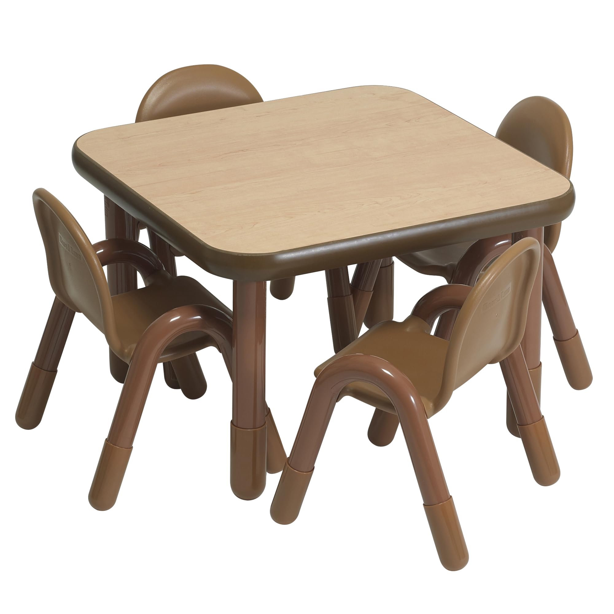 Children’s Factory Baseline Preschool 30" Square Table & Chair Set - Natural Wood