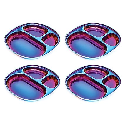 Steel Plates for Kids - Divided Plates for Toddlers