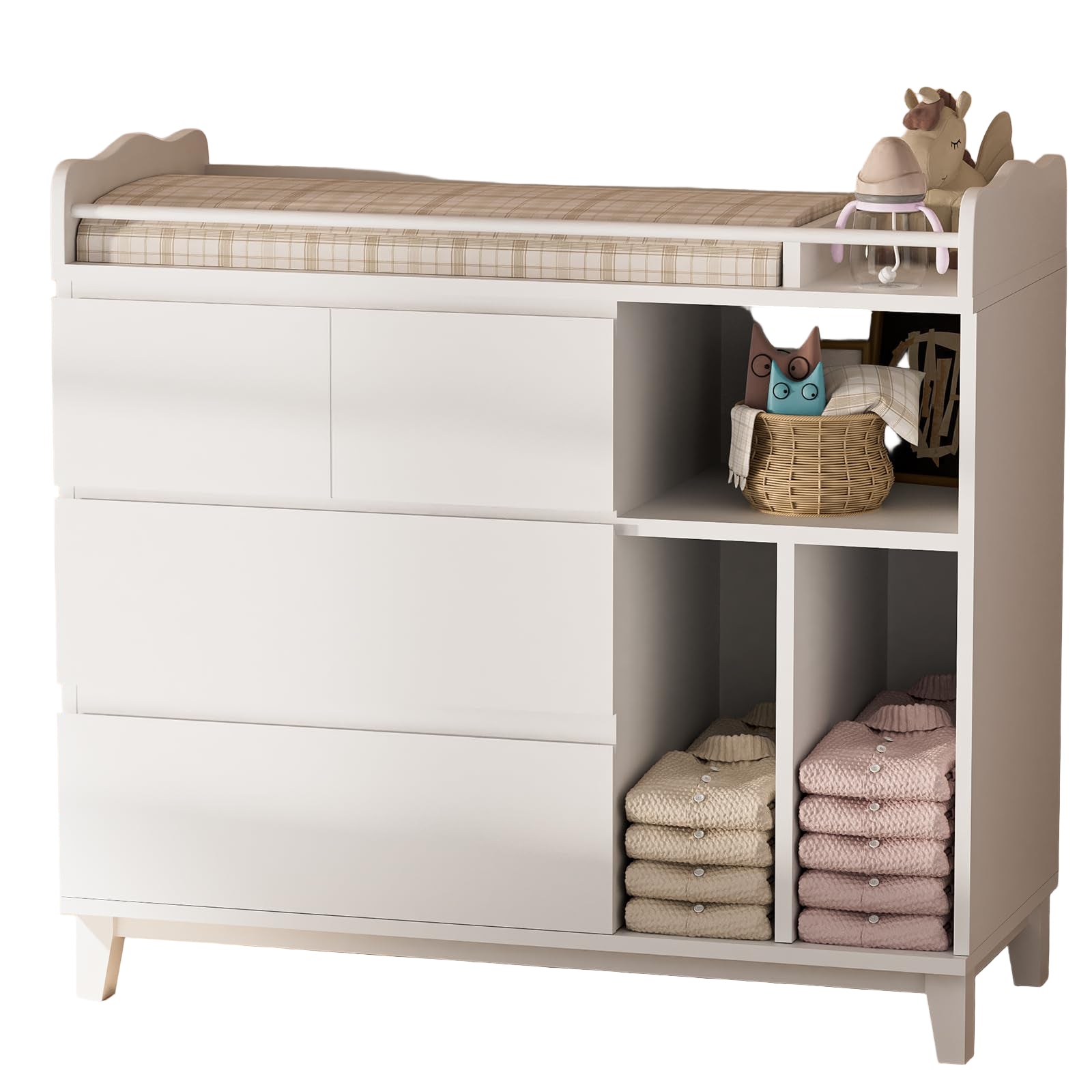 Nursery Dresser with Changing Table Top, Tall Changing