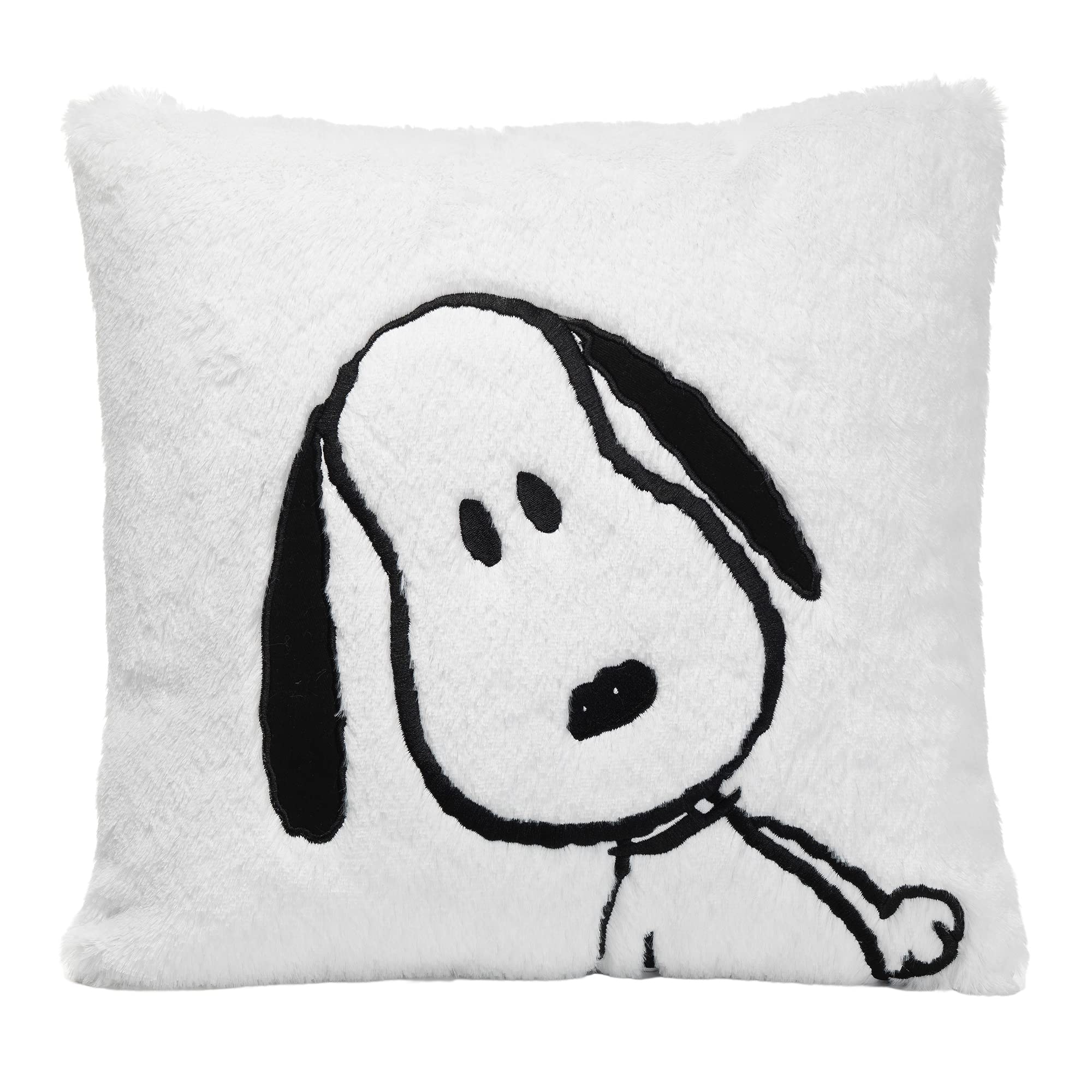 Snoopy White/Black Furry Decorative Nursery Throw Pillow