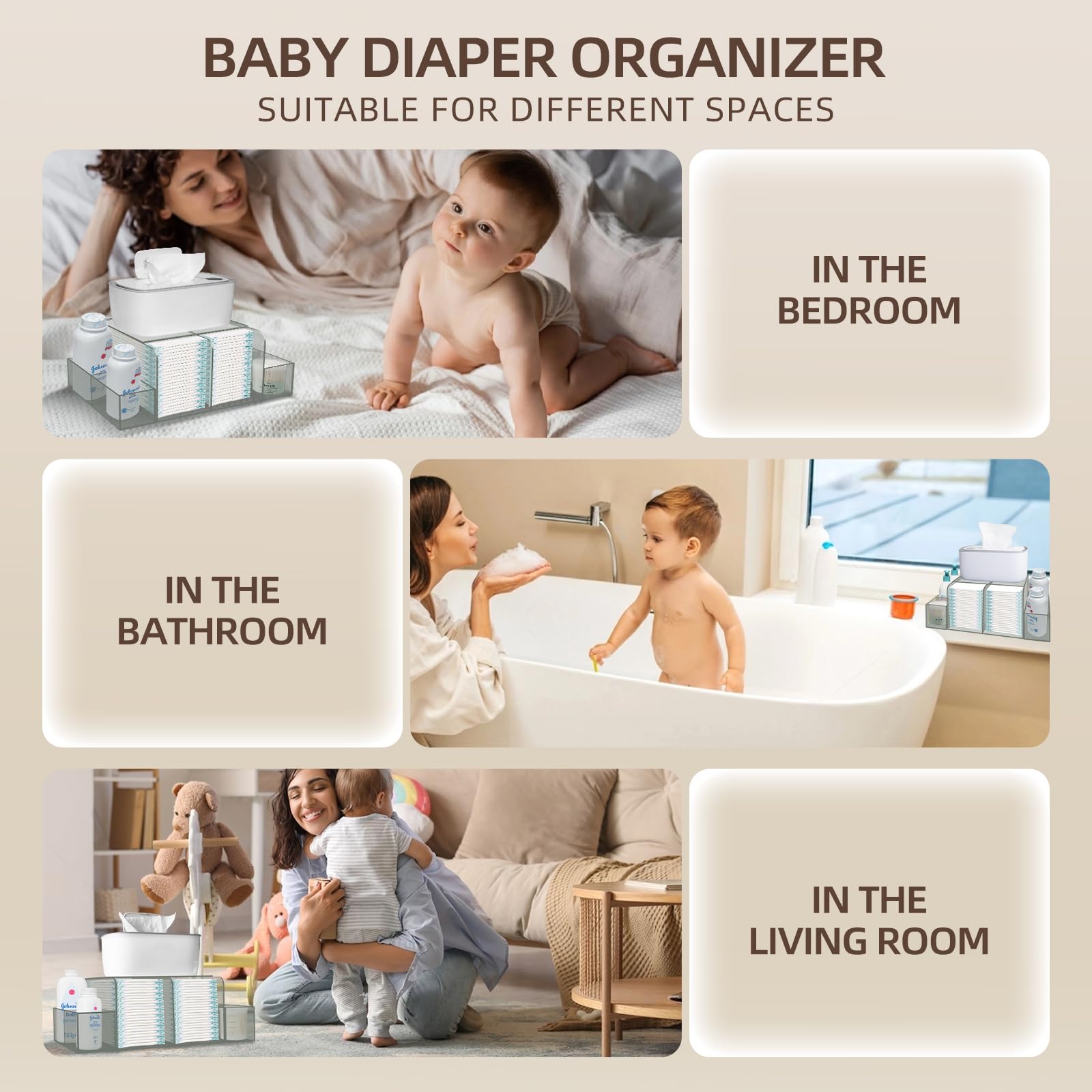 Acrylic Diaper Caddy Organizer for Changing Table