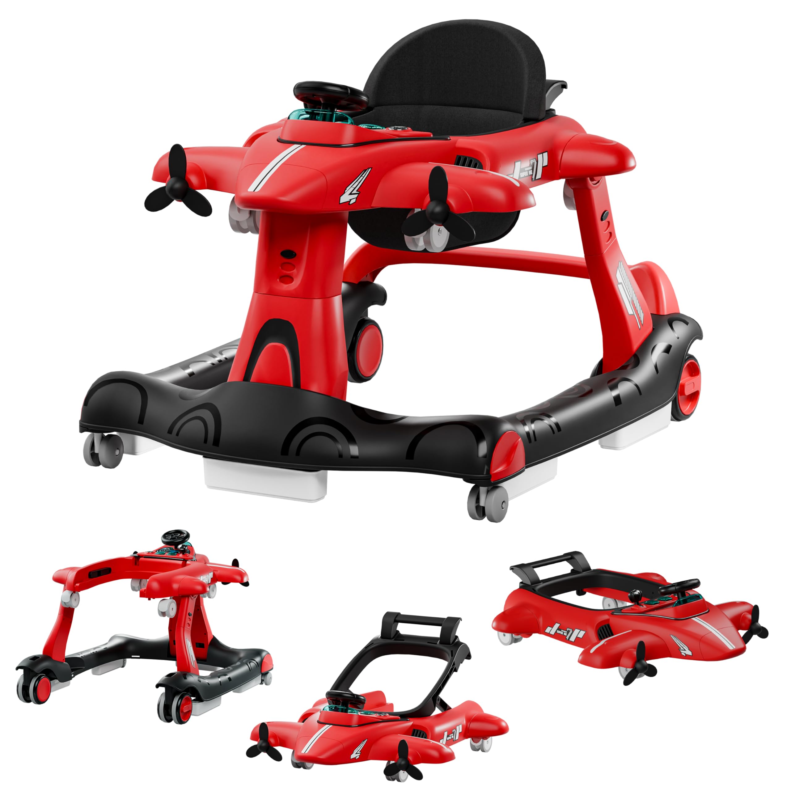 6-in-1 Baby Walker with Adjustable Speed Wheels, Adjustable Height Activity Walker