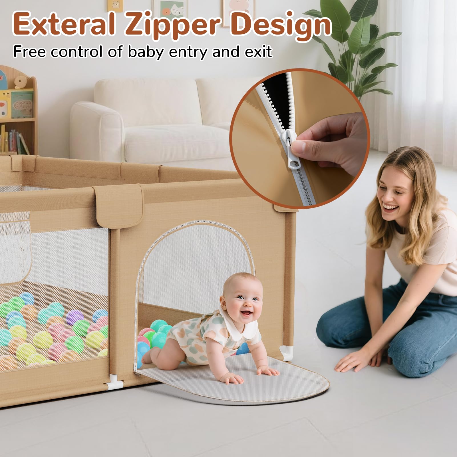 Extra Large Baby Playpen 64x64 Inch with Ocean Balls