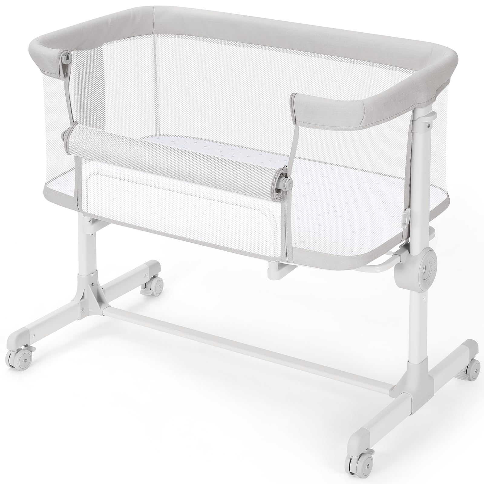 Baby Bassinets Bedside Sleeper - All Mesh Bedside Bassinet with Wheels