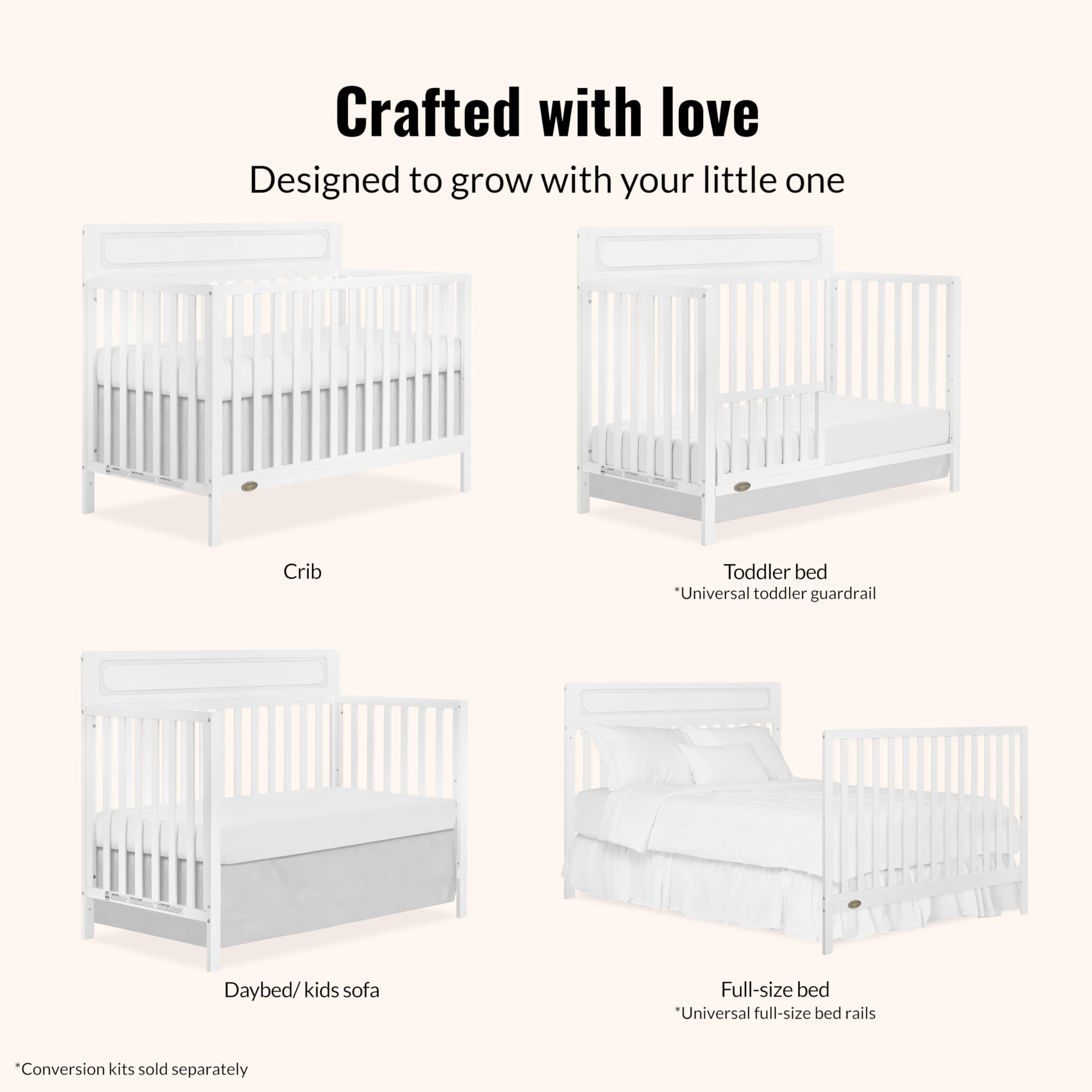 5-in-1 Convertible Baby Crib White