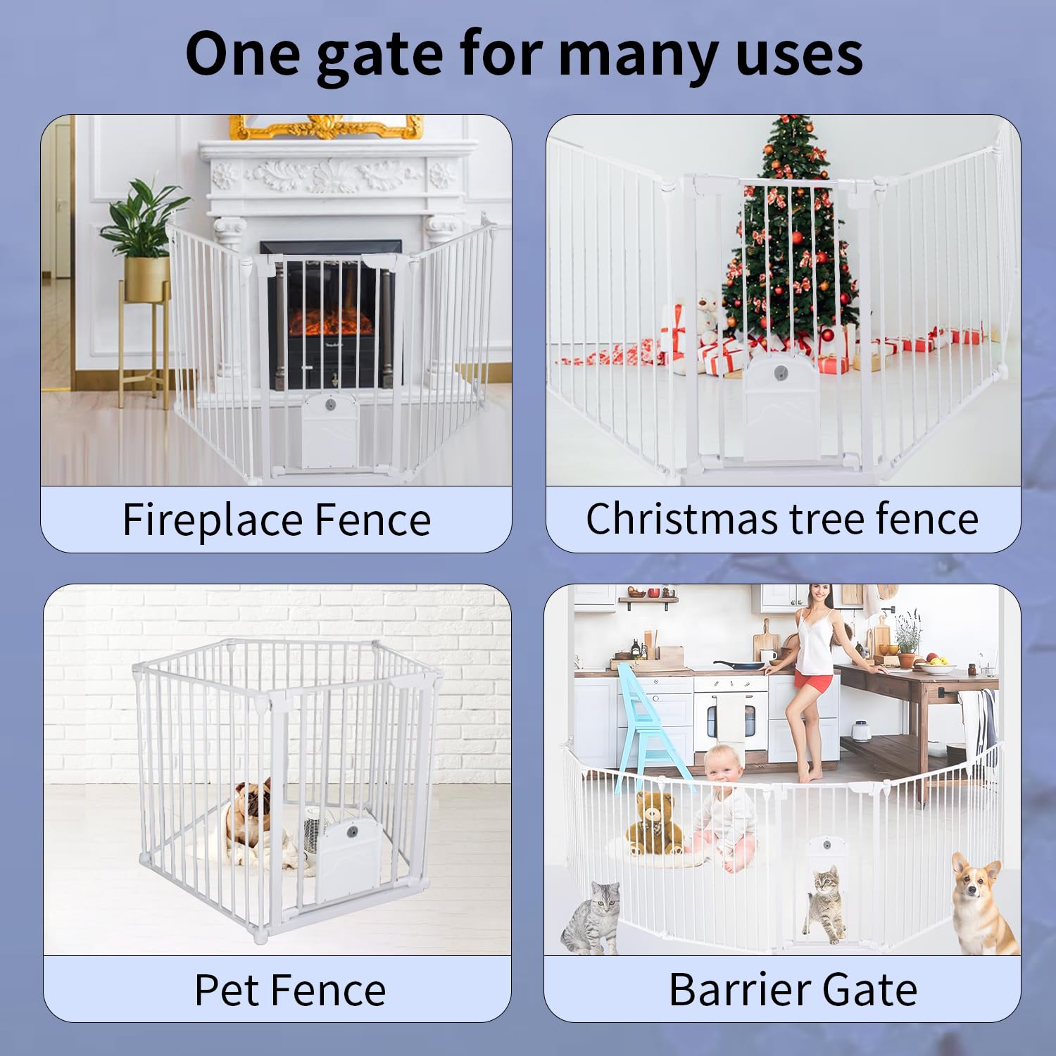 Extra Wide Baby Gate with Cat Door Auto Close
