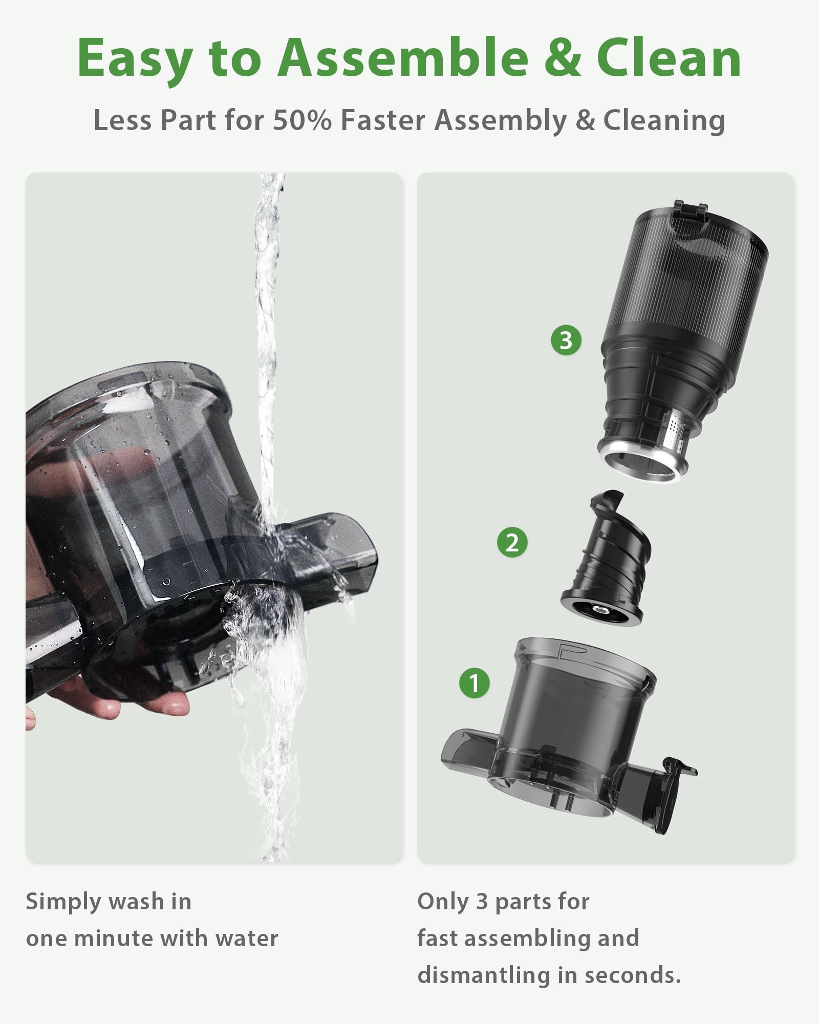 ECOSELF Juicer Machines with Wide Mouth & Large Feed Chute, Professional Cold Press Juicer For Whole Fruits & Vegetables, Self Feeding for Juice Extractor Machine, Easy to Clean, High Juice Yield
