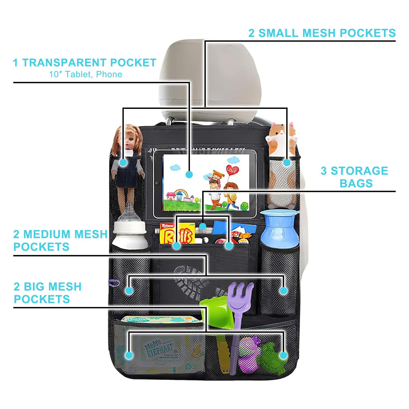 Car Back Seat Organizer with Tablet Holder