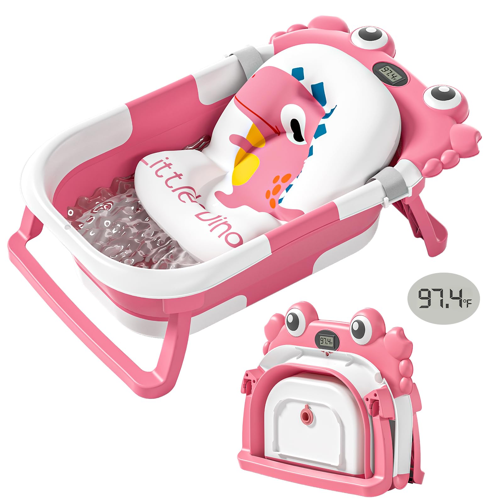 Baby Bathtub for Newborns with Thermometer and Soft