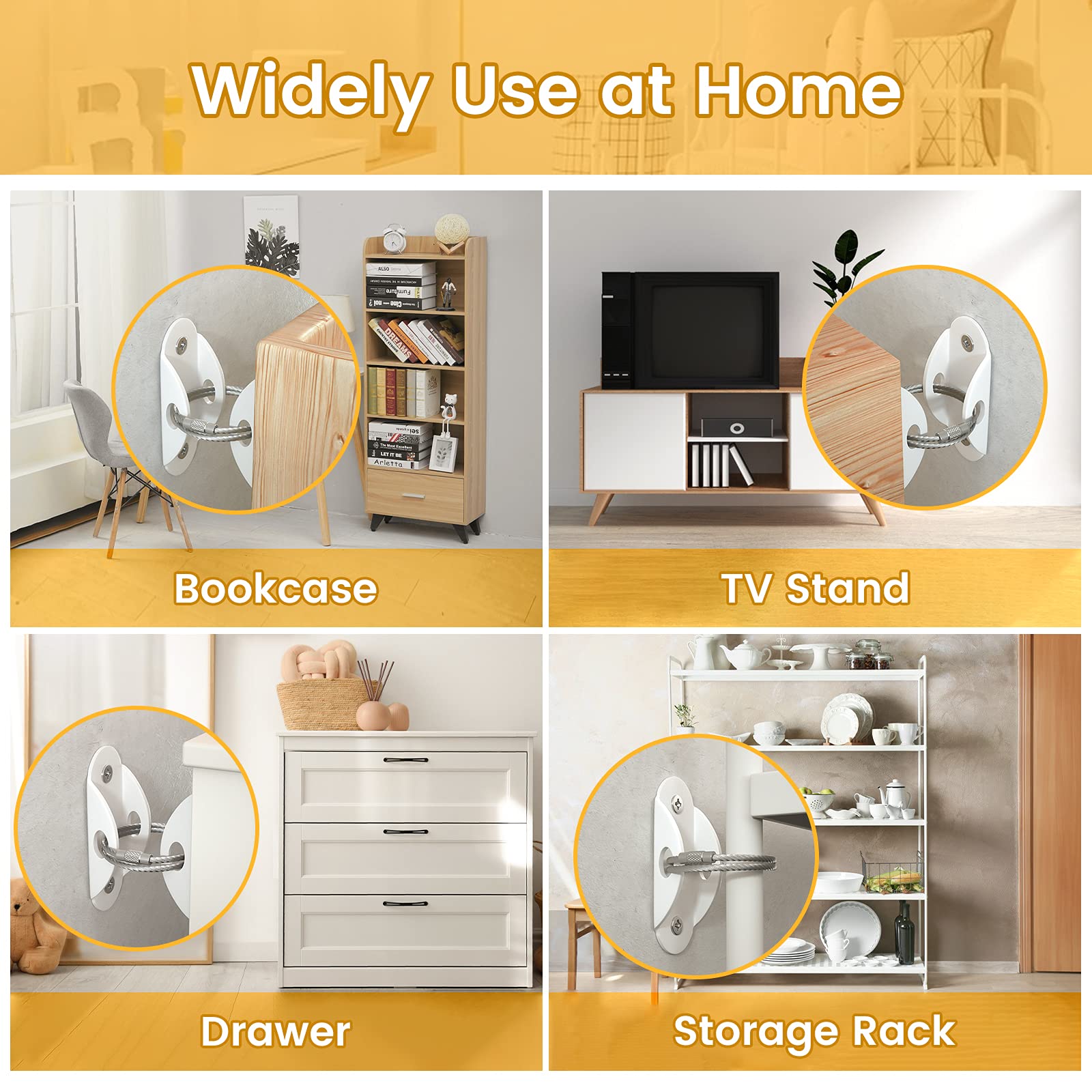 Furniture Anchors Anti-Tip Safety Straps for Baby Proofing