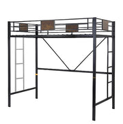 Loft Bed Twin Size with Ladder and Guardrail,Rustic Design