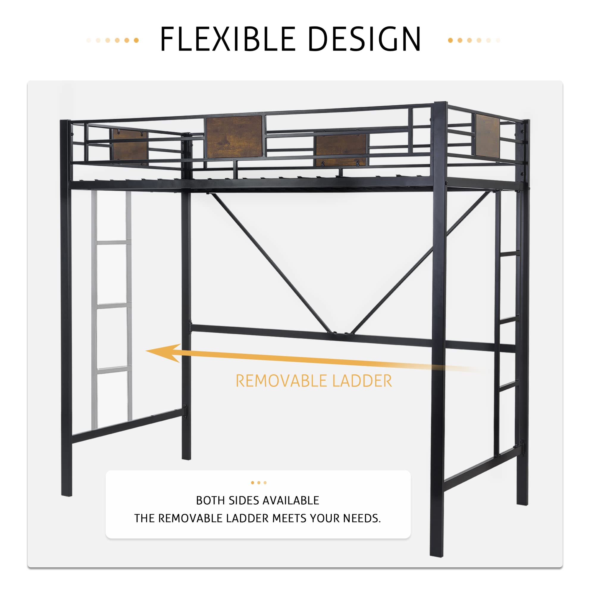 Twin Loft Bed with Ladder and Guardrail