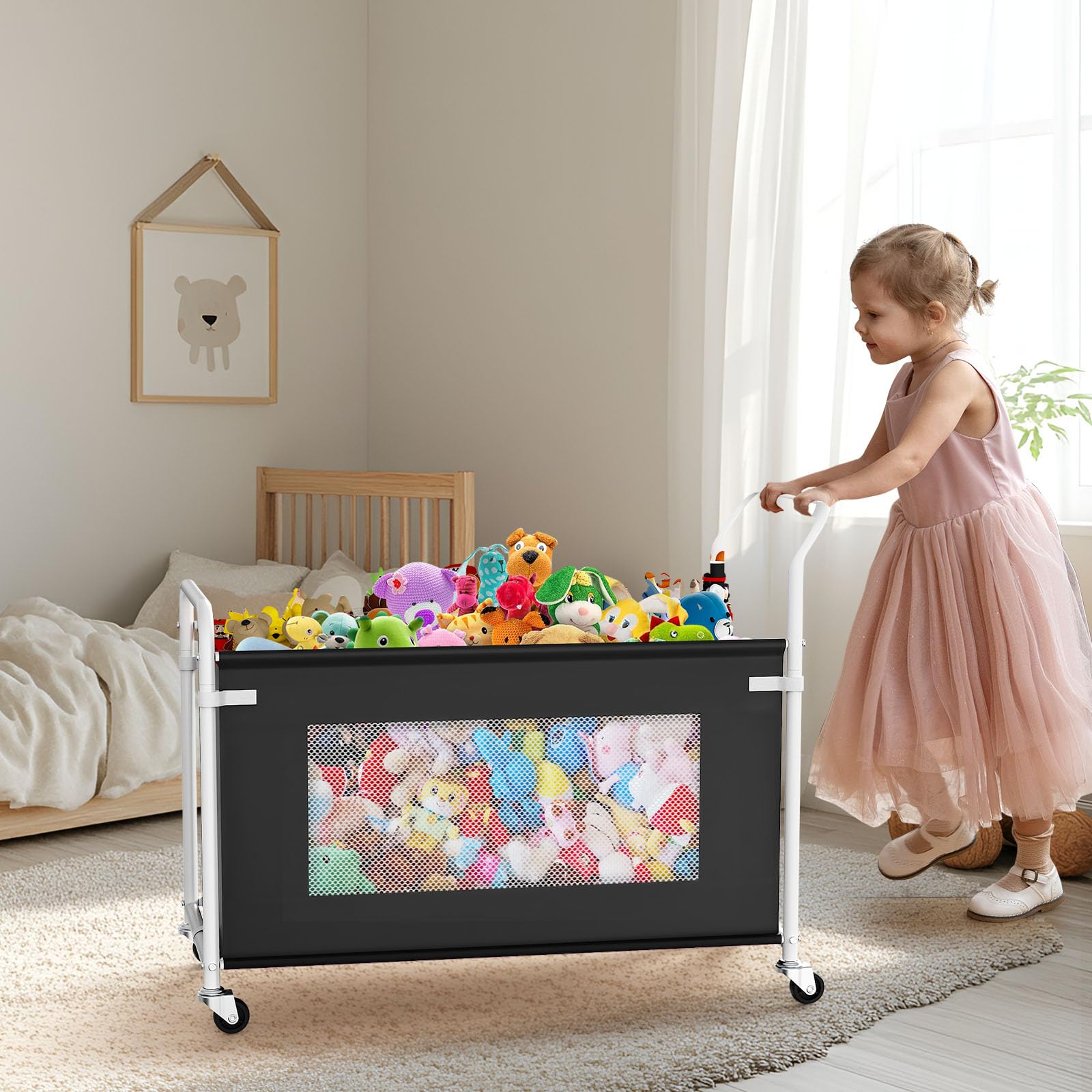 Extra Large Toy Box for Kids with 360° Rotating Wheels