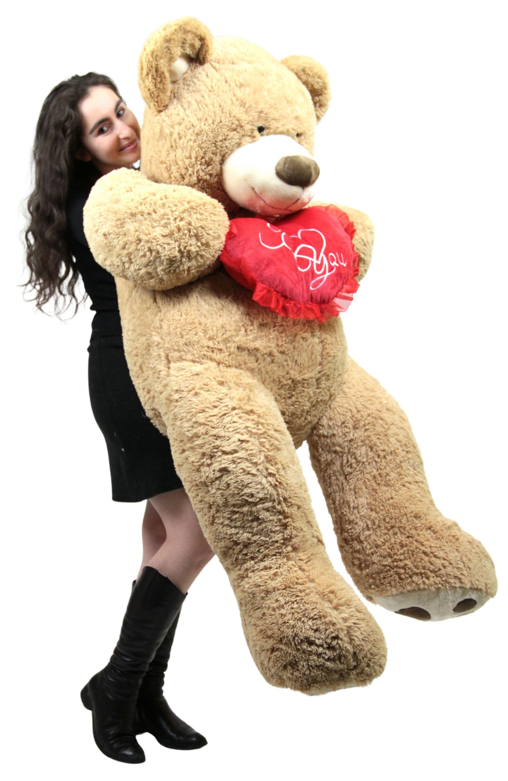 I Love You 5 Foot Giant Teddy Bear Soft Holds Heart Embroidered I You