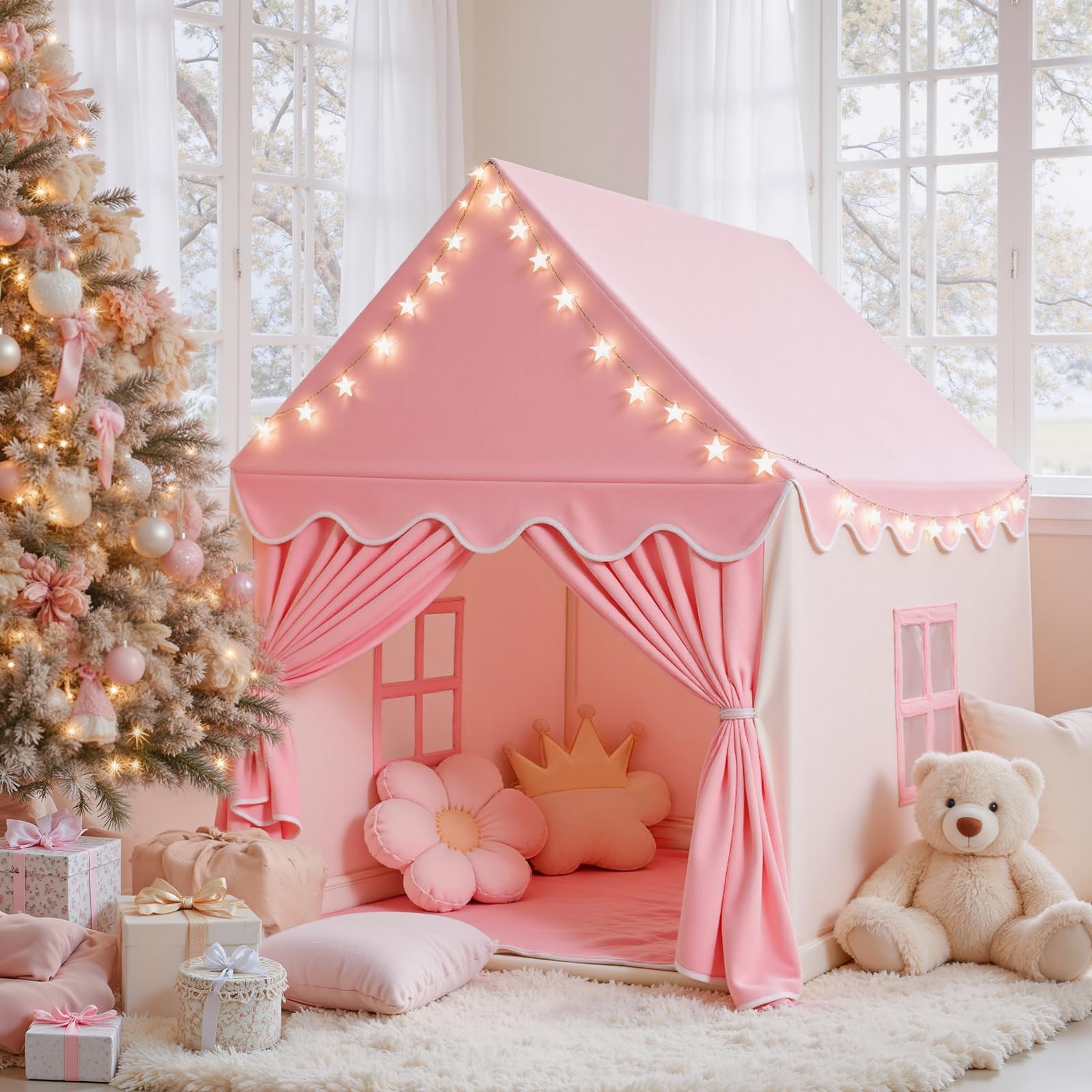 Large Pink Princess Castle Play Tent for Girls