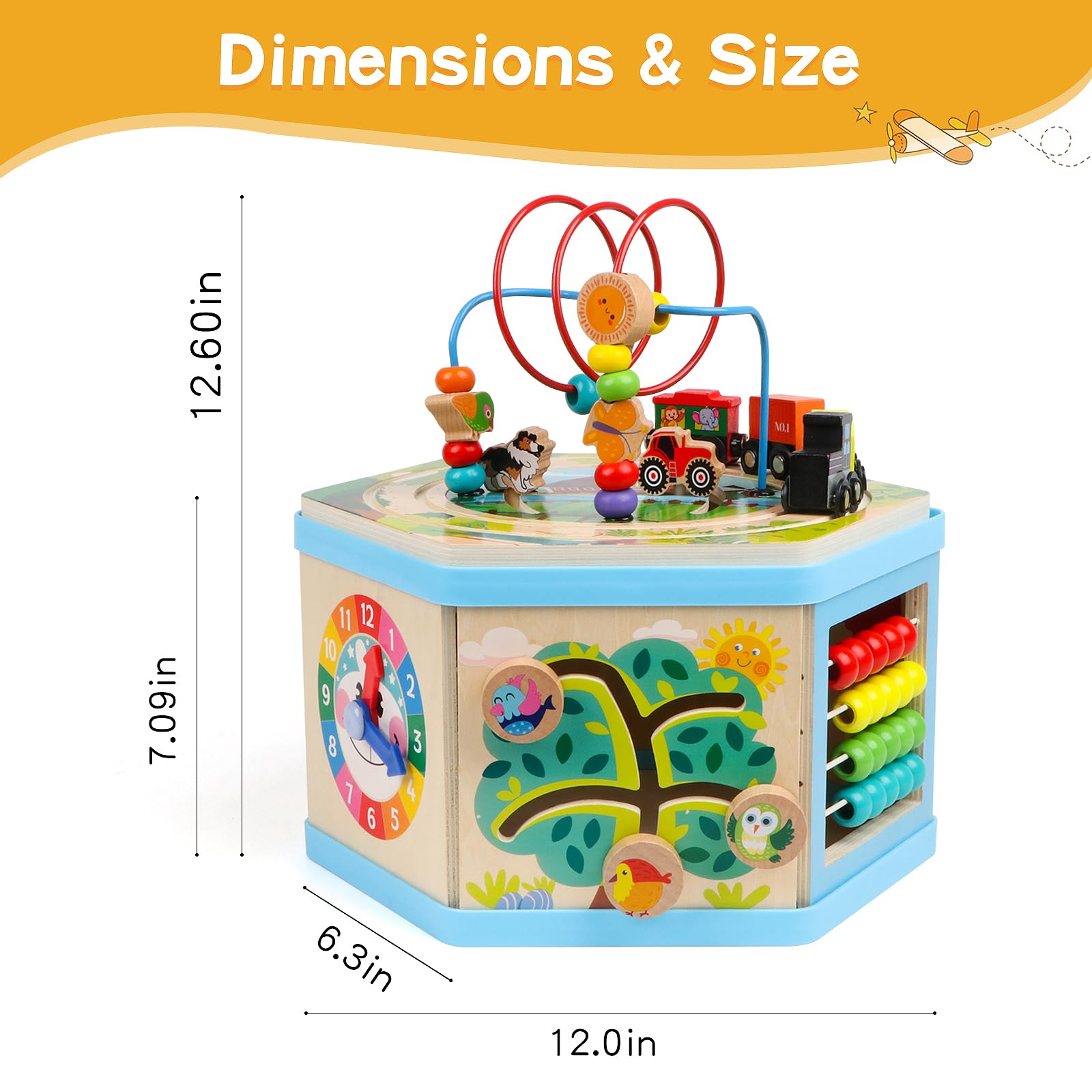 9-in-1 Wooden Activity Cube for Toddlers