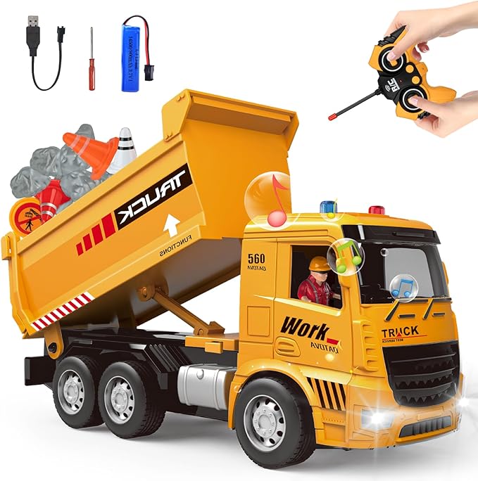 Toy Engineering Digger Truck, Remote Control Rechargable Hydraulic Car