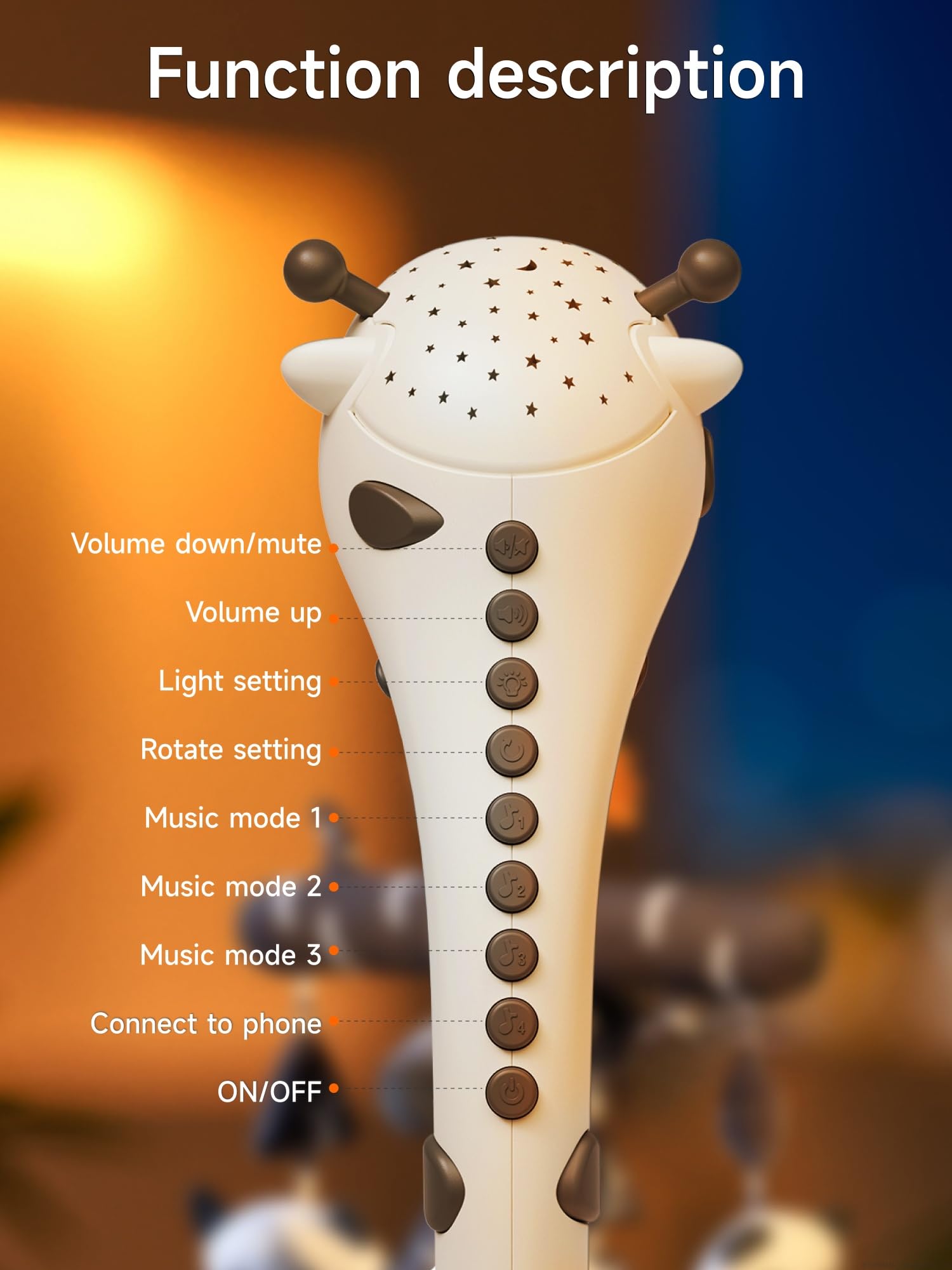 Baby Crib Mobile with Music and Projection