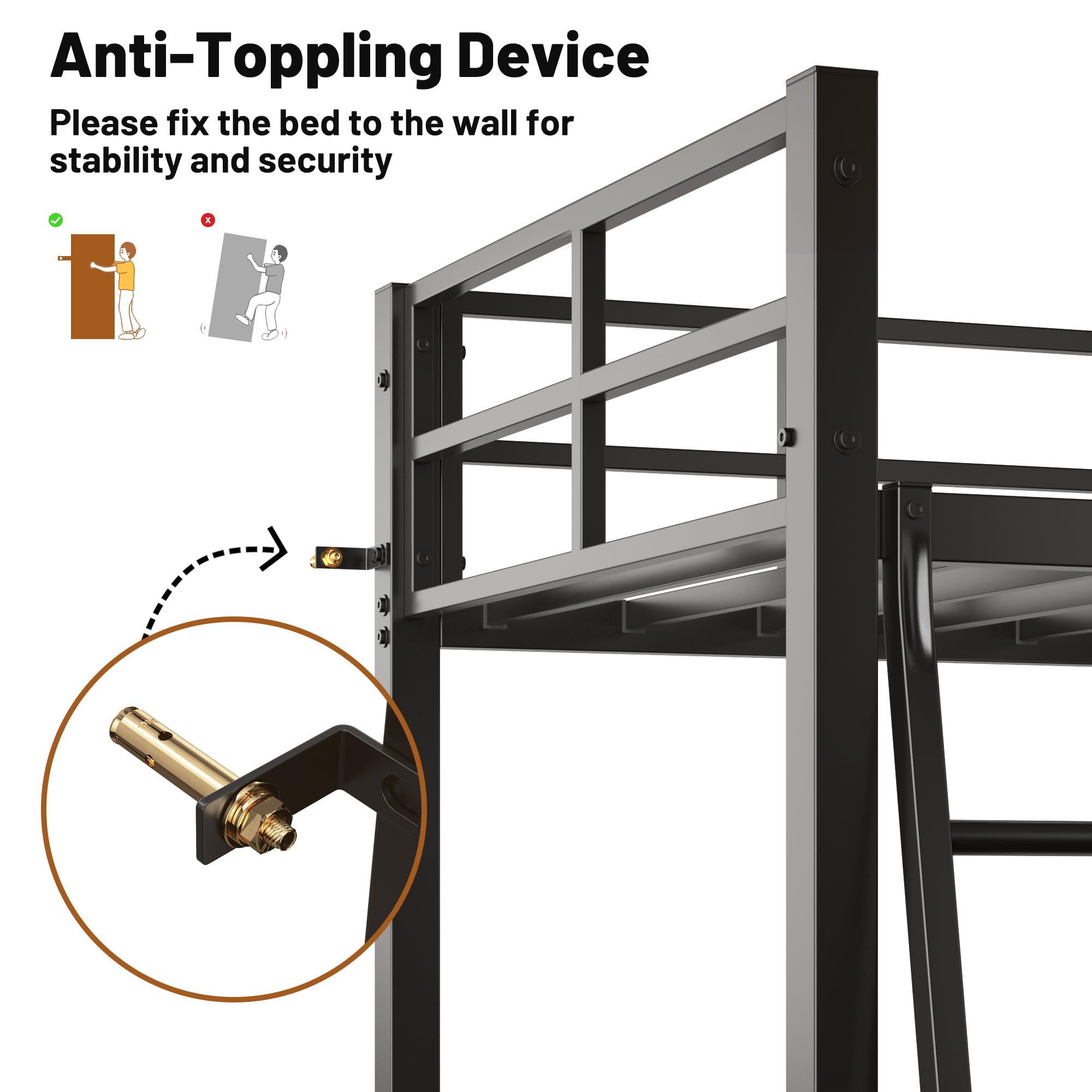 Twin Loft Bed with Desk and Ladder