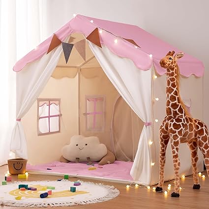 Besrey Kids Playhouse 2 in 1 with Padded Mat and Lights