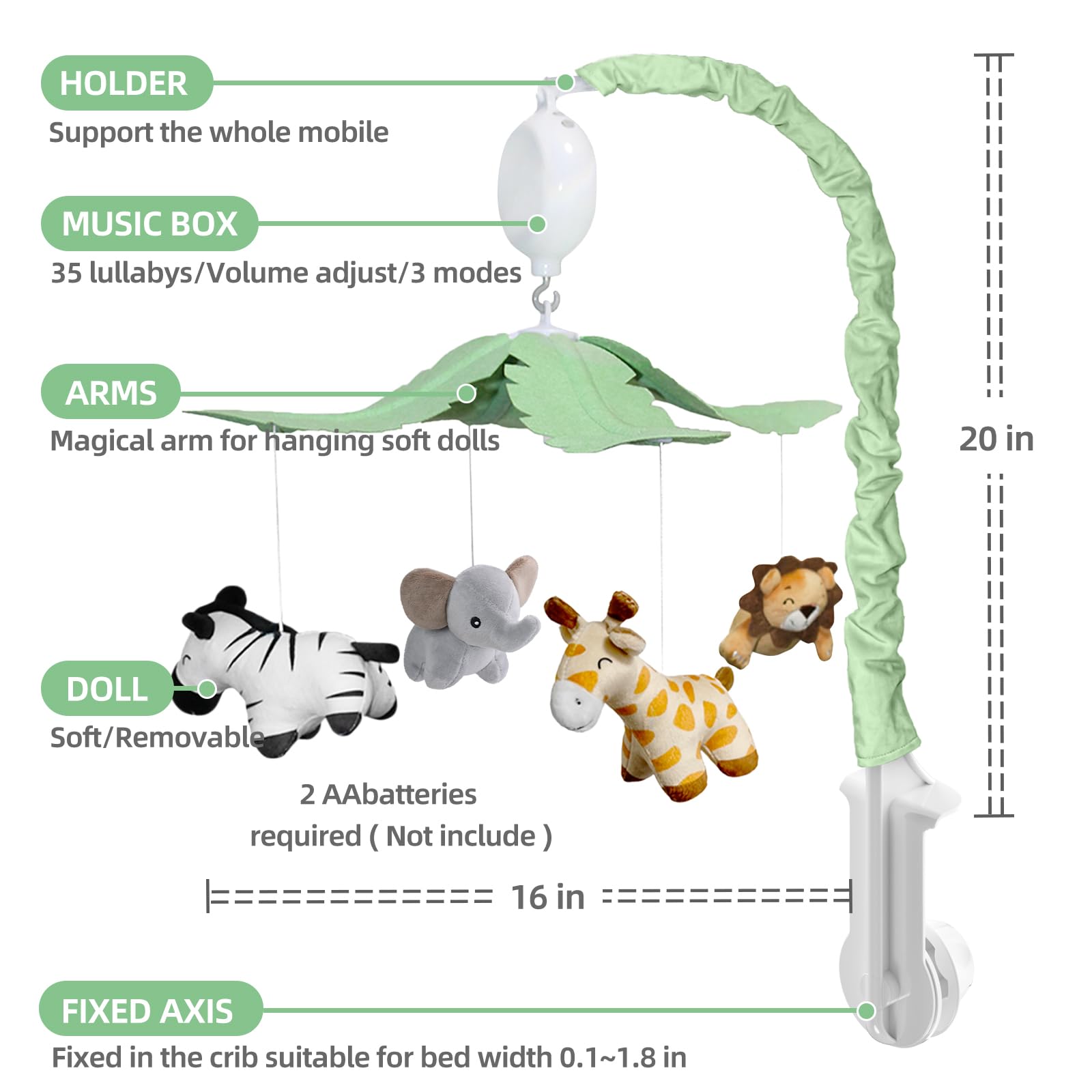 Jungle Safari Baby Crib Mobile with Music and Rotation