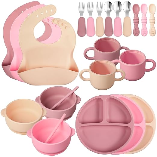 24 Pack Silicone Baby Feeding Set Baby Led Weaning Supplies Includes
