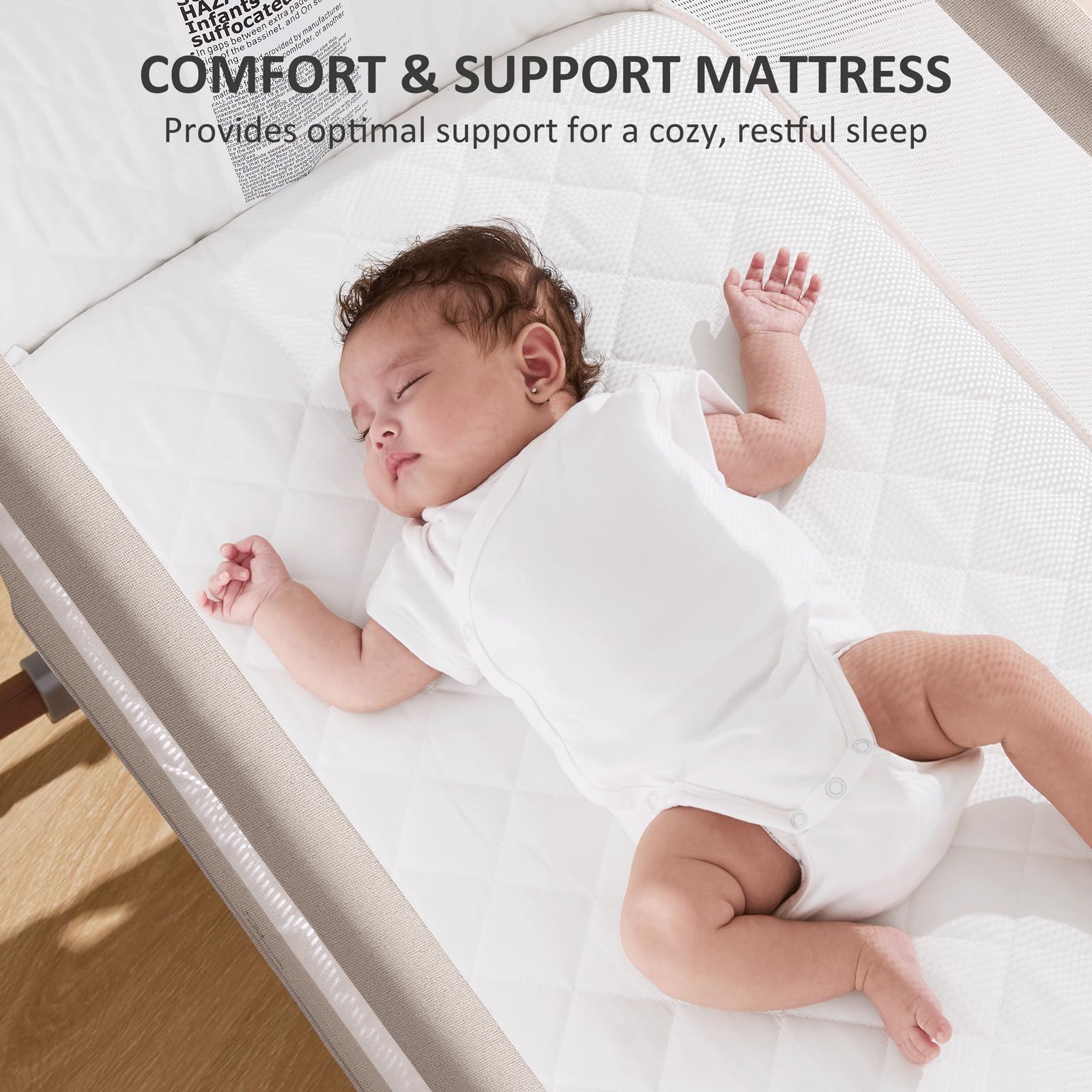 Adjustable Bedside Baby Bassinet with Rocking Feature