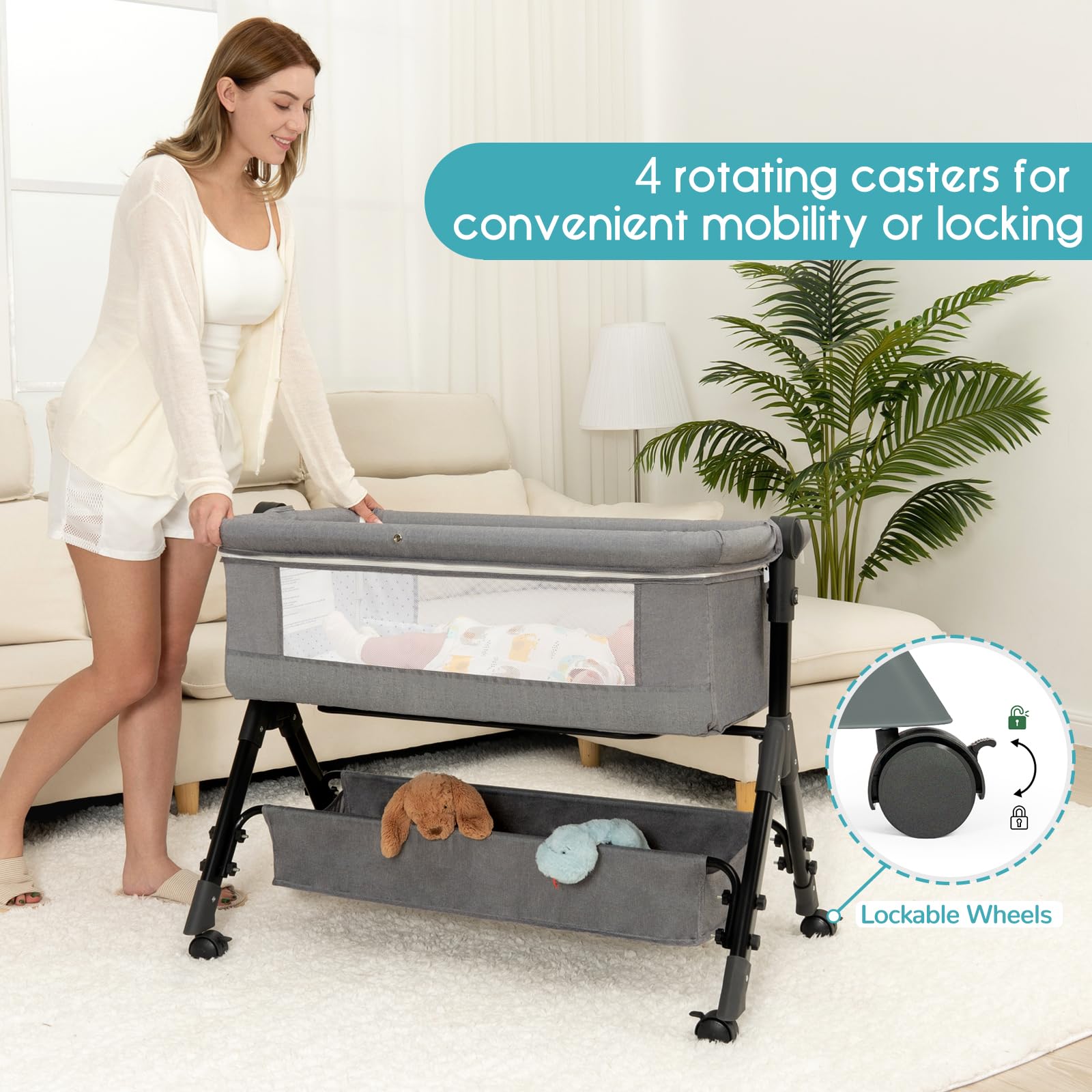 3-in-1 Convertible Baby Bassinet with Bedside Sleeper