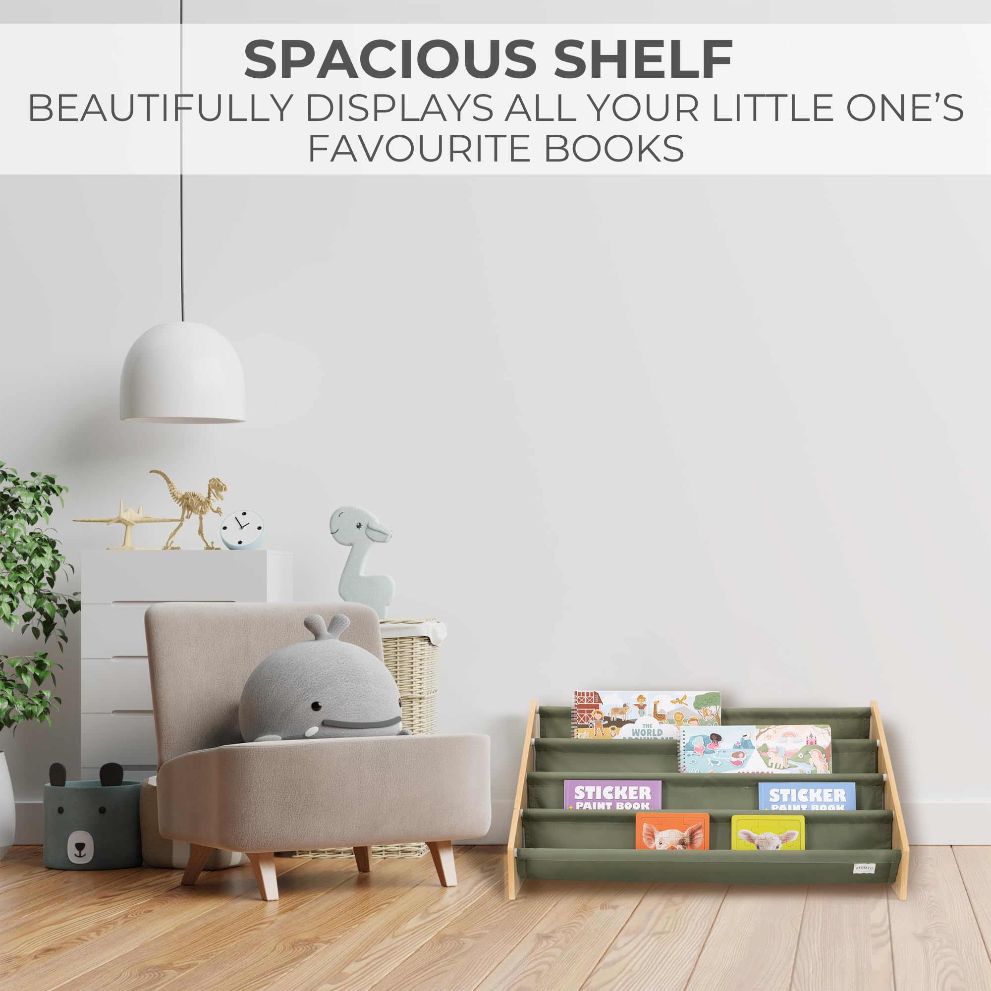 Wooden Kids Bookshelf Montessori Storage Organizer