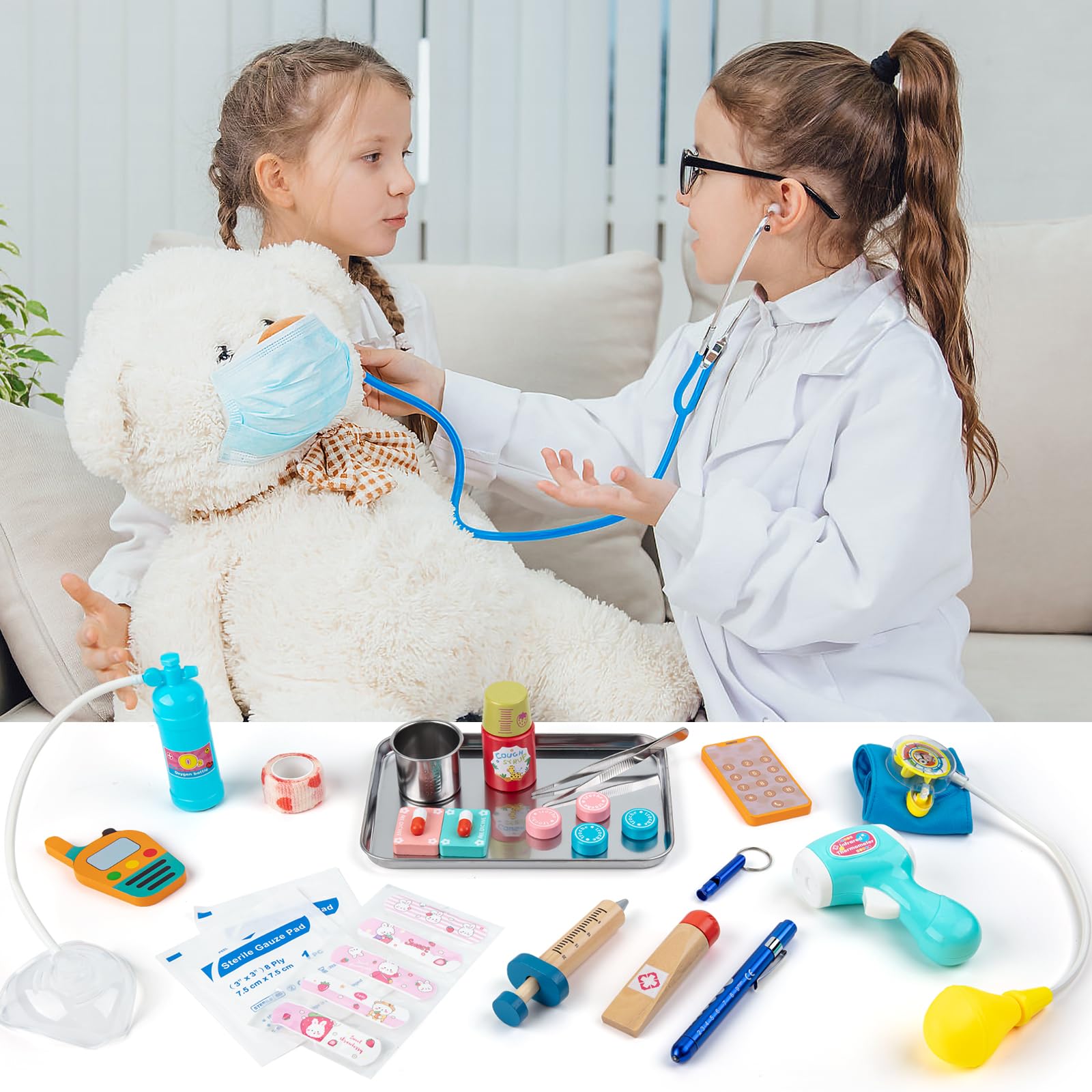 for Kids, 34 Pcs Pretend Playset for Toddlers, Doctor kit for Toddlers