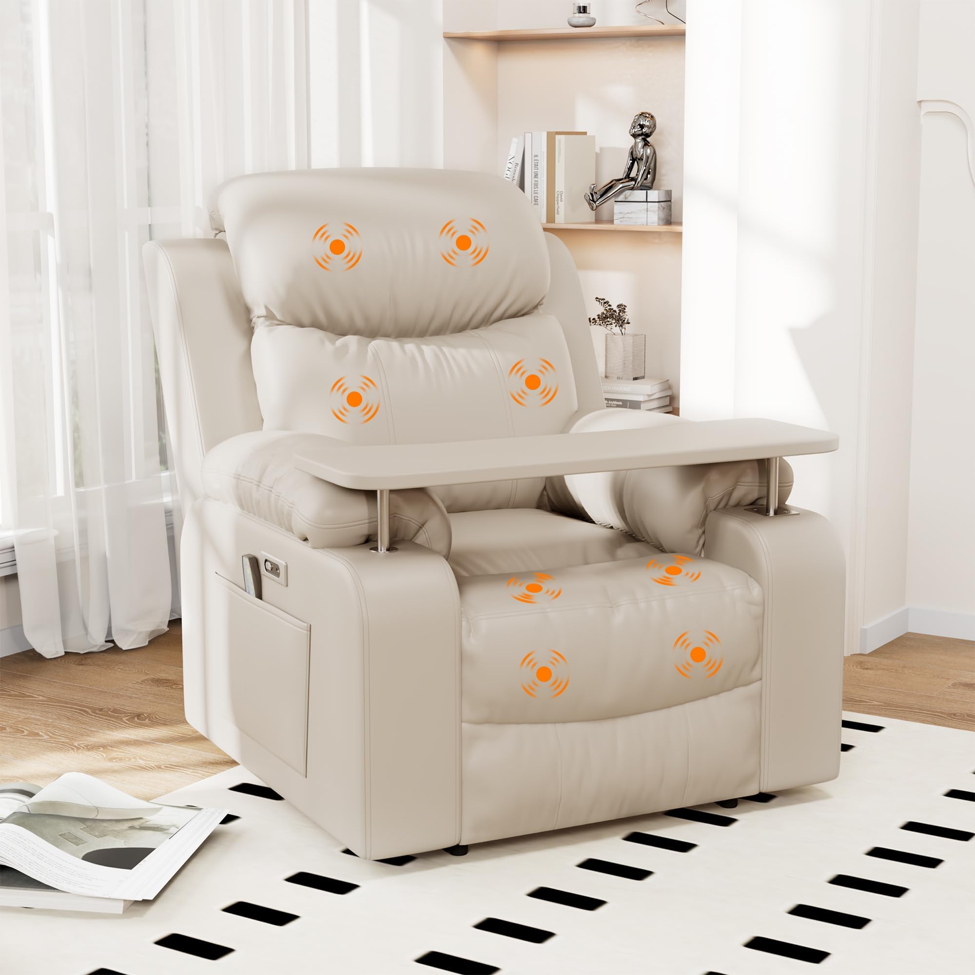 Recliner Chair with Rotating Table, Nursery Reclining Sofa Chair
