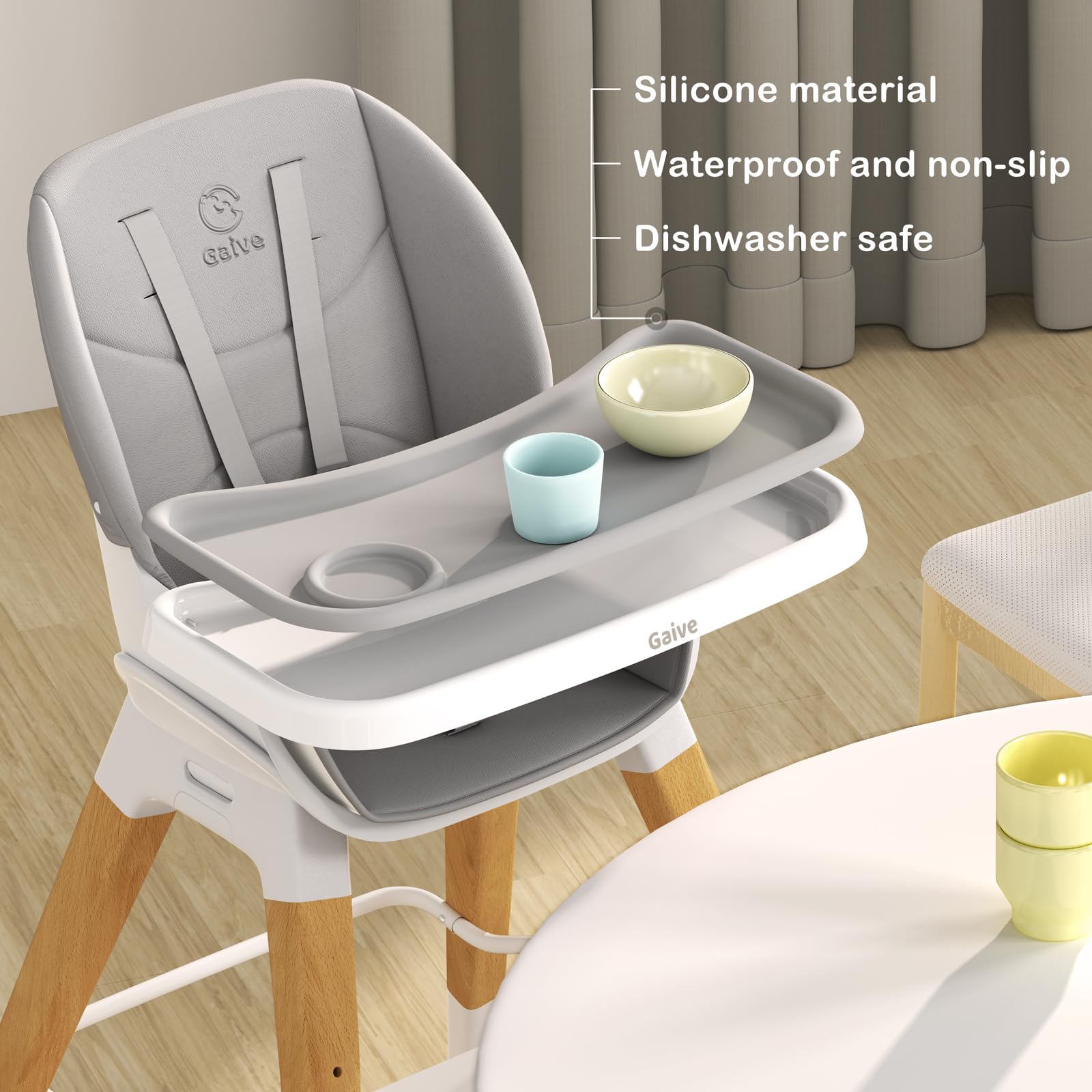 8-in-1 Convertible Wooden High Chair with Tray - Adjustable Baby High Chair for Babies and Toddlers