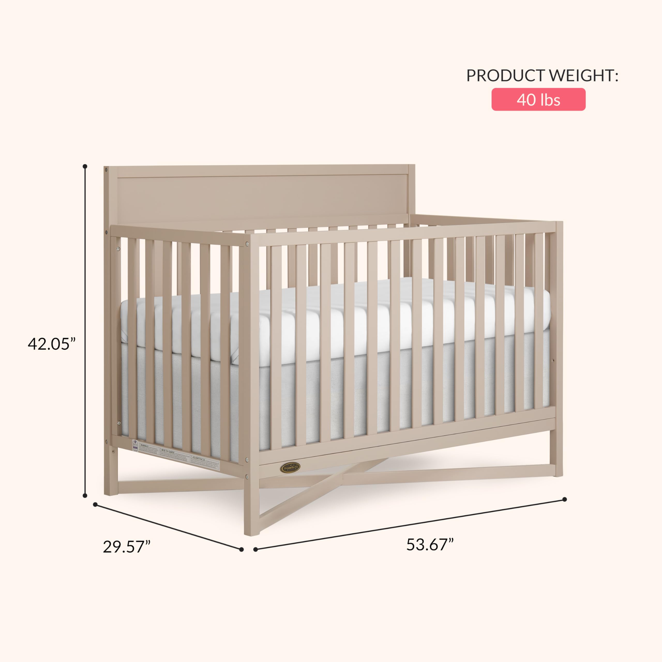 5-in-1 Convertible Full-Size Baby Crib