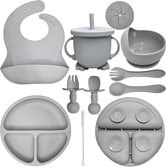 Baby Led Weaning Supplies | 10 Piece Silicone Baby Feeding Set