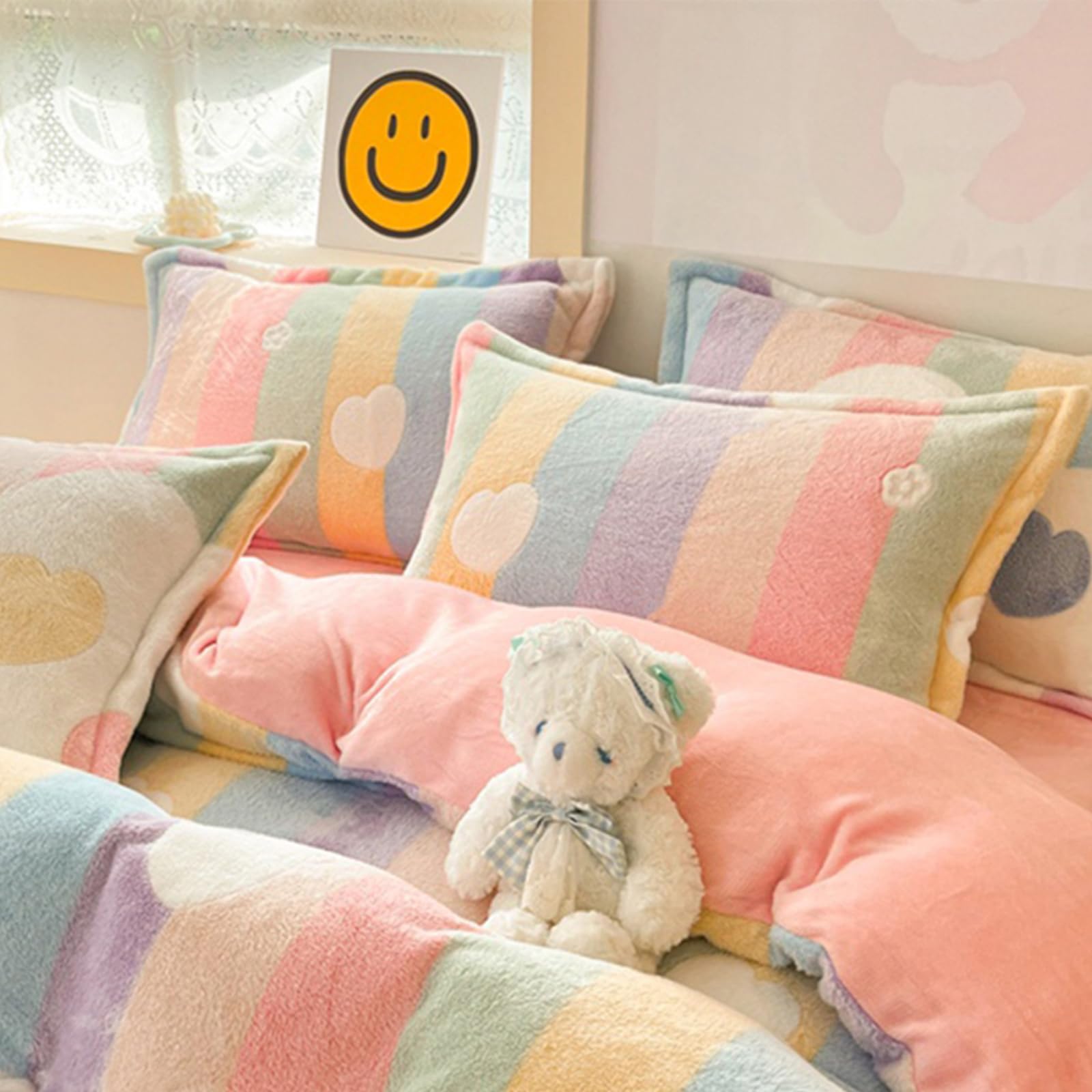Decorative Pillows Covers Pink Kawaii, 2 Packs Plush Pillow Cases