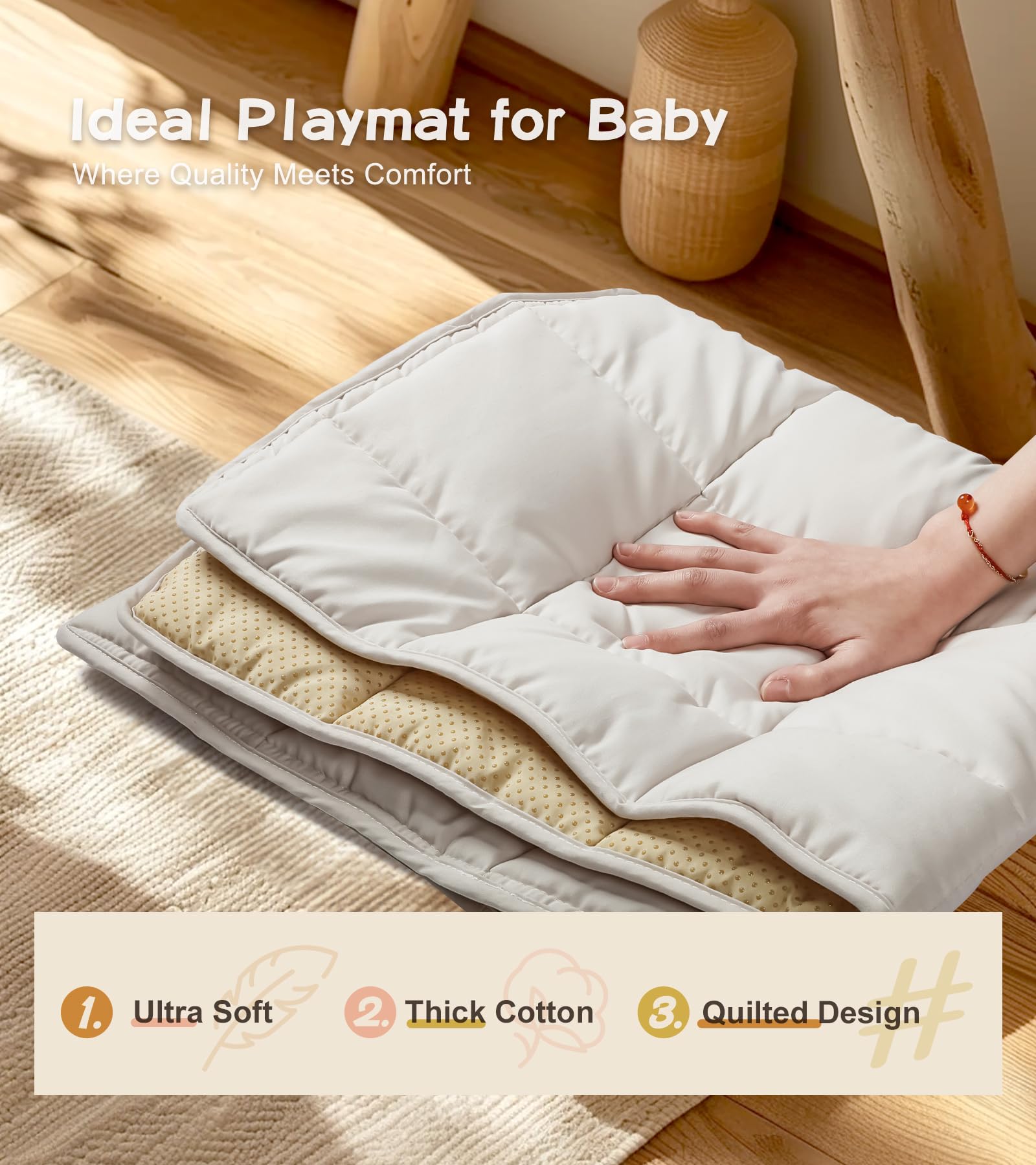 Wooden Baby Play Gym with Mat and Sensory Toys