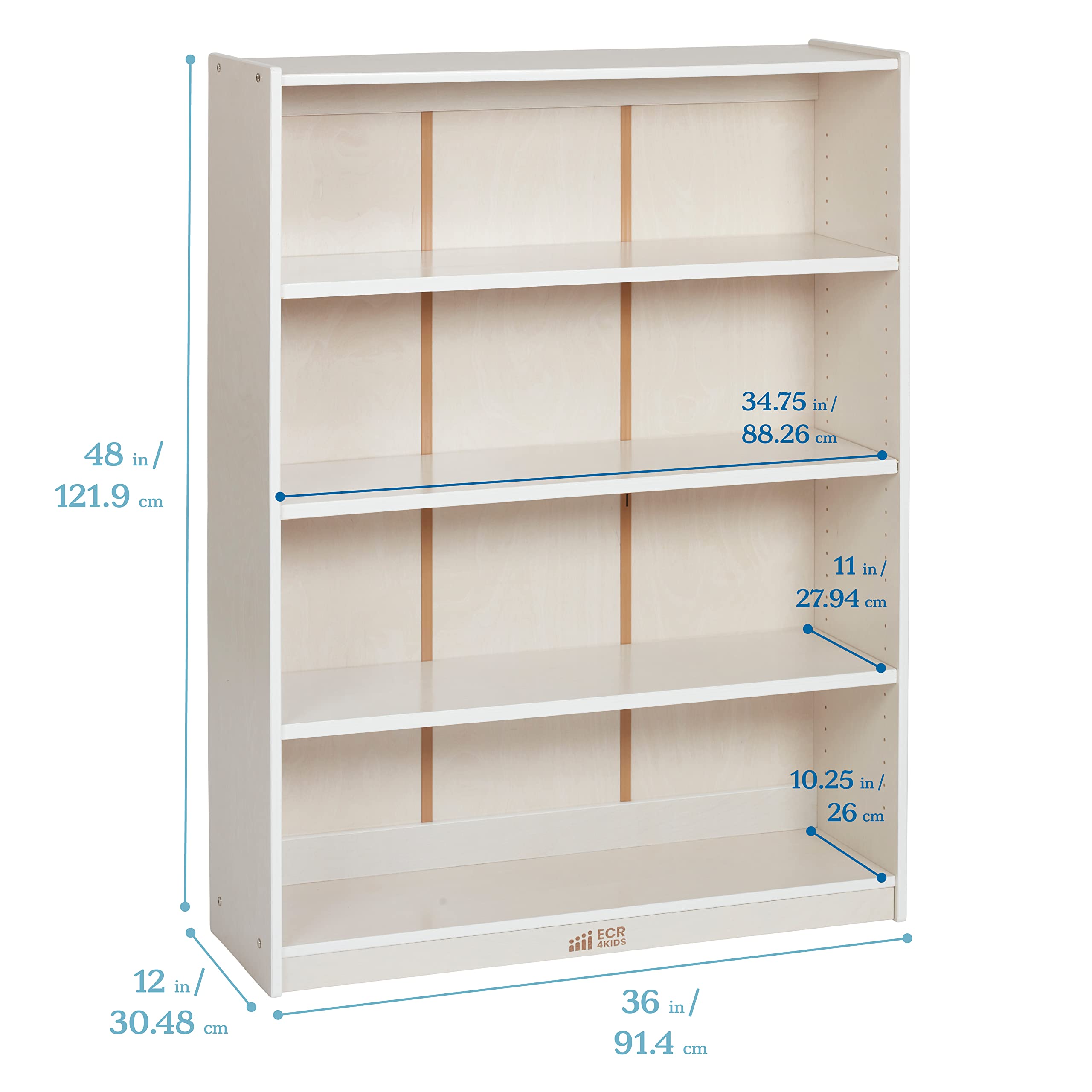 Wooden Classic Bookcase with Adjustable Shelves 48in