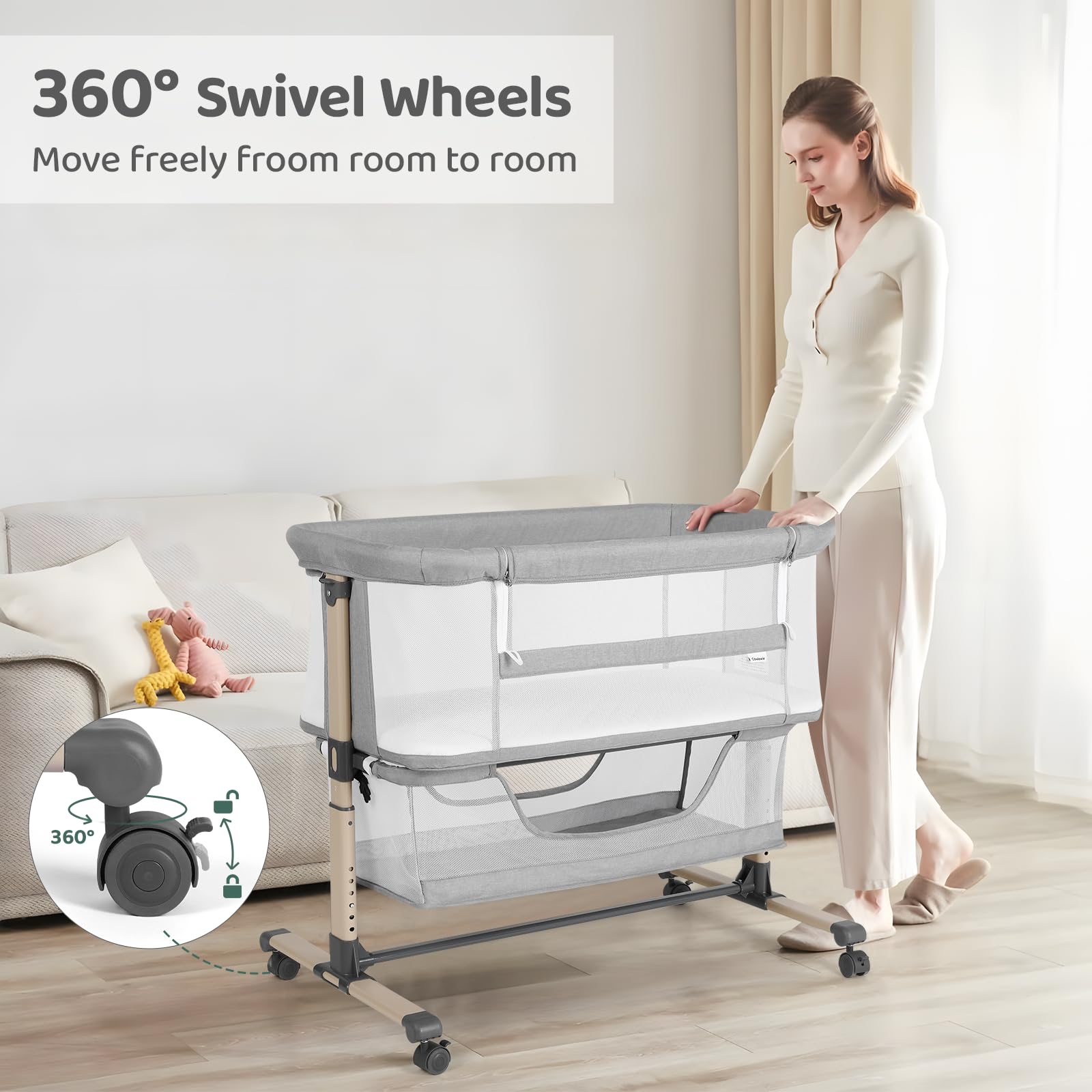 Bedside Bassinet with Adjustable Height
