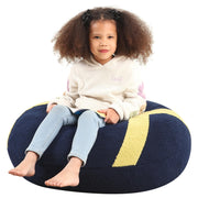 Football Bean Bag Chair for Kids, Cuddly Sherpa, 2.5 feet, Dark Blue