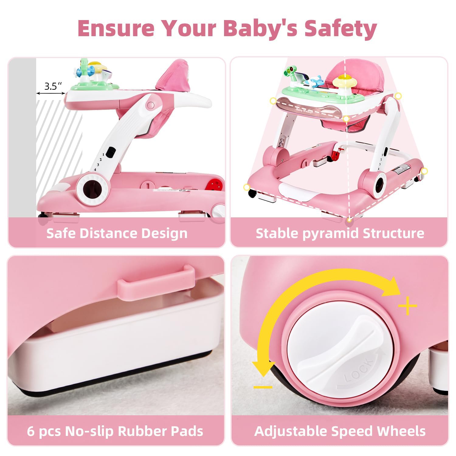 5-in-1 Baby Walker with Adjustable Height and Music