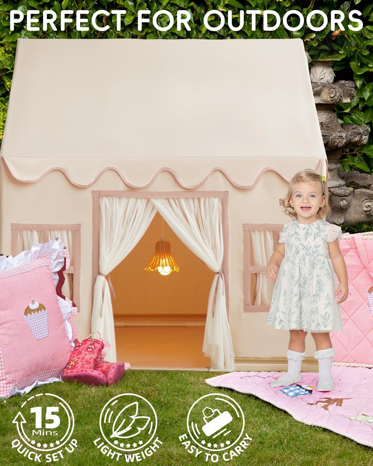 Kids Play Tent Playhouse with Star Lights and Accessories