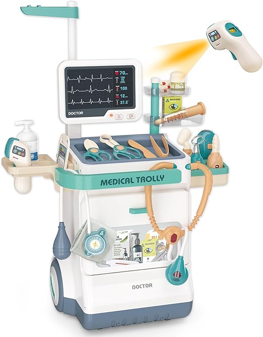 Kit for Kids - 26 Piece Pretend Medical Station Toy Set with Play Stethoscope
