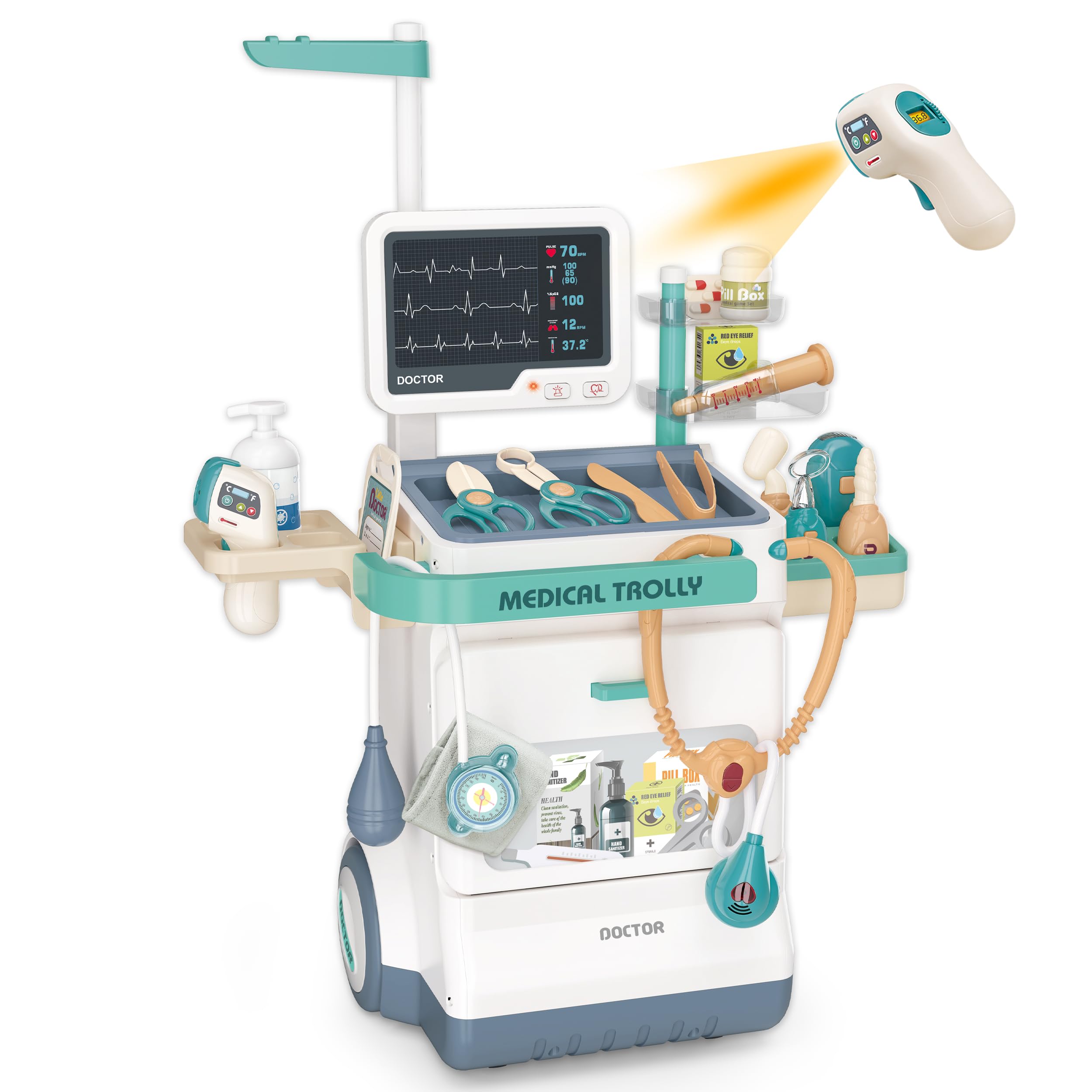 Kit for Kids - 26 Piece Pretend Medical Station Toy Set with Play Stethoscope