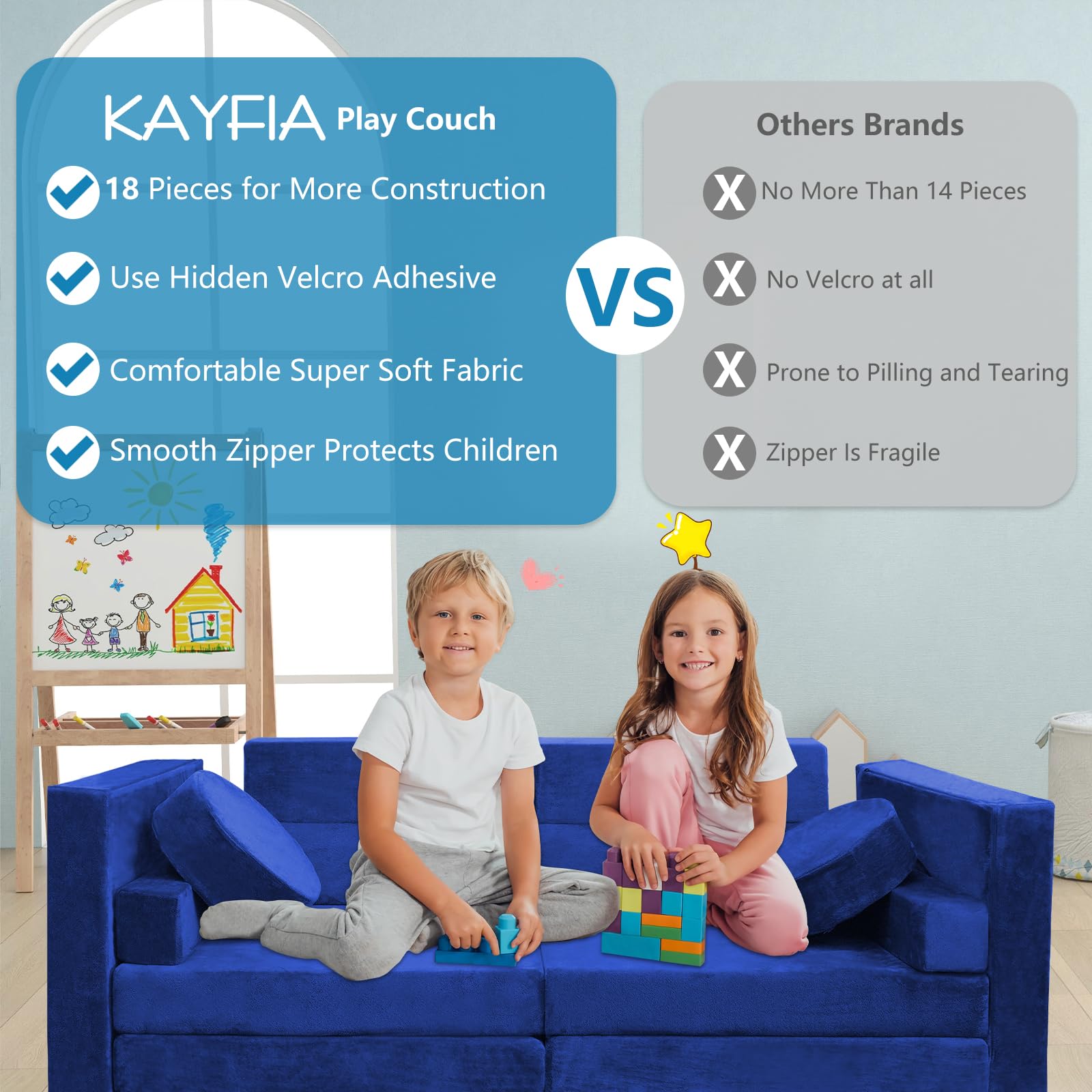 Modular Kids Play Couch 18-Piece Foam Building Set