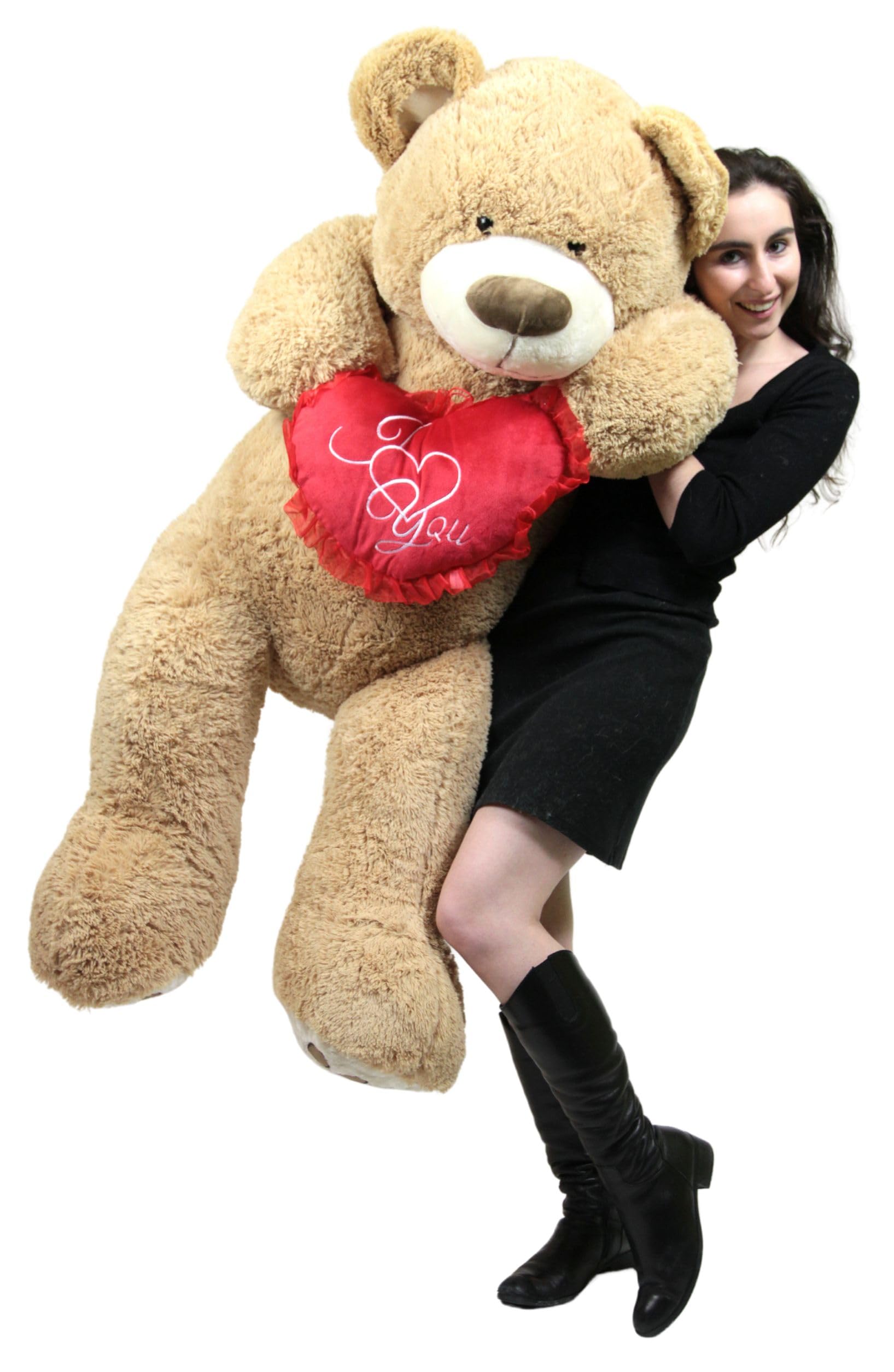 I Love You 5 Foot Giant Teddy Bear Soft Holds Heart Embroidered I You