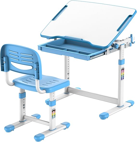 Kids Desk and Chair Set, Height Adjustable Sturdy, Girl Desk
